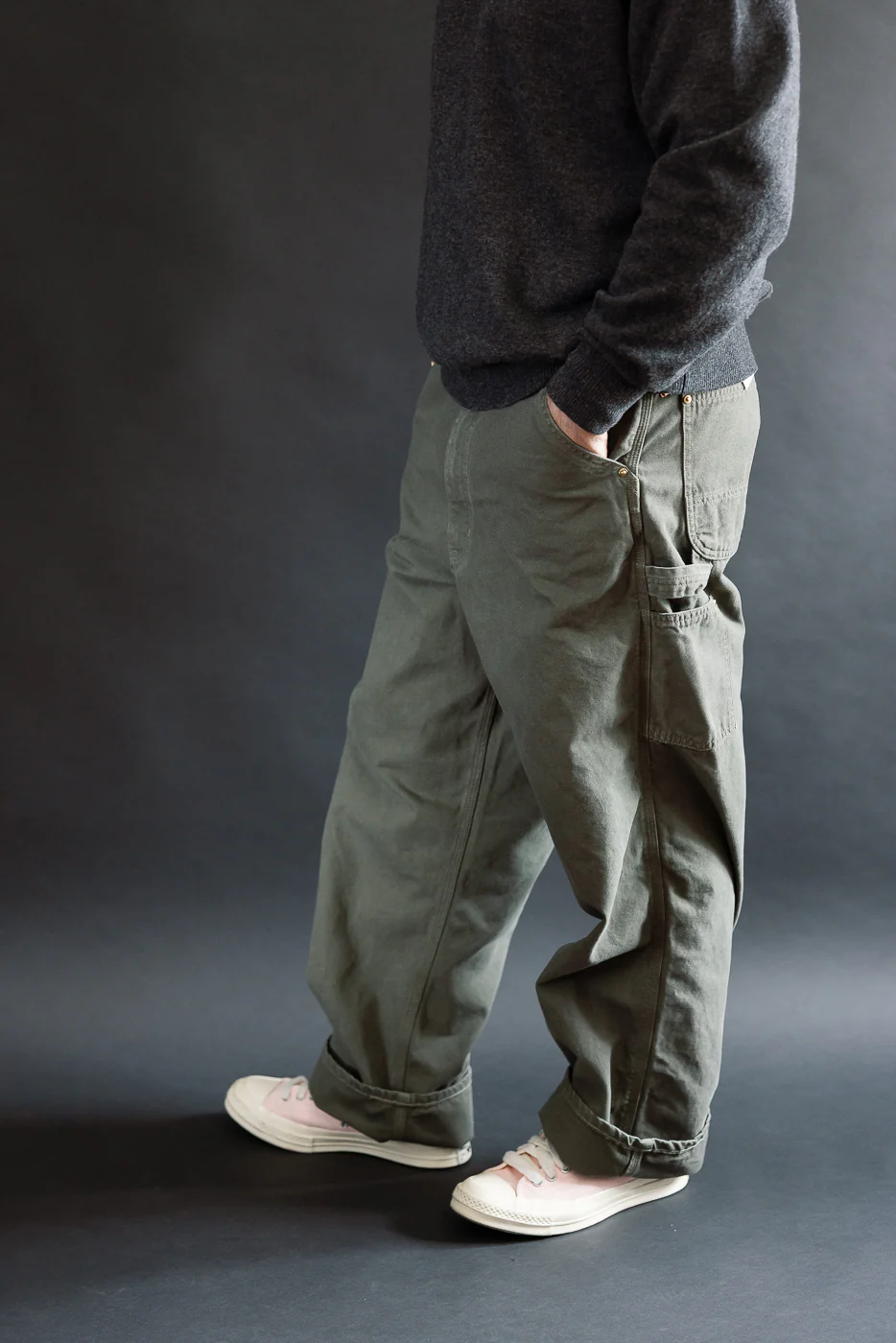 01-5328-76 - Dad's Fit Painter's Pants Canvas - Army Green - Image 15