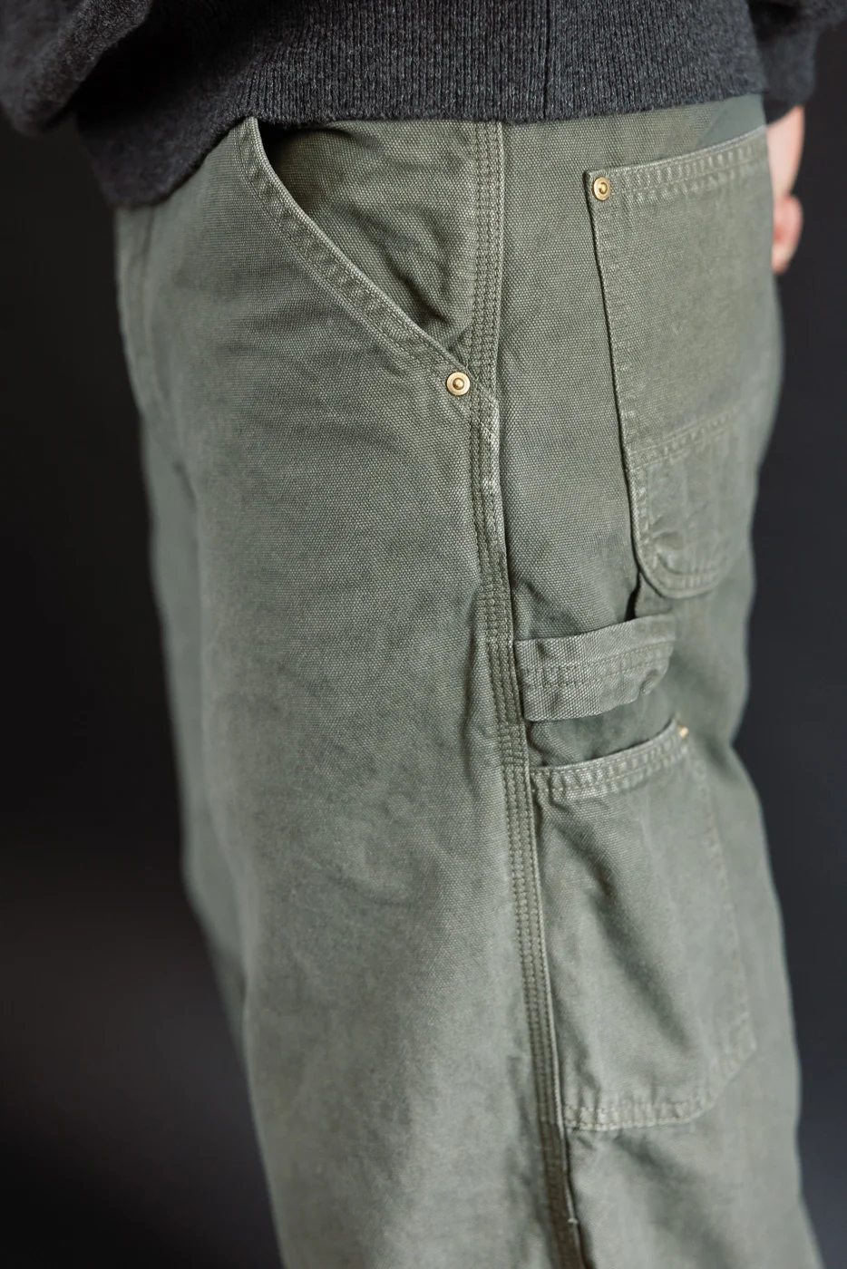 01-5328-76 - Dad's Fit Painter's Pants Canvas - Army Green - Image 19