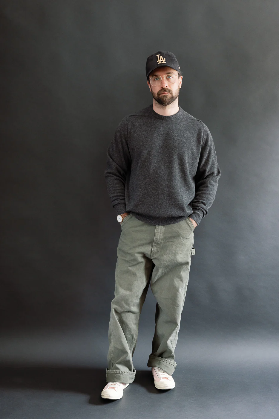 01-5328-76 - Dad's Fit Painter's Pants Canvas - Army Green - Image 8