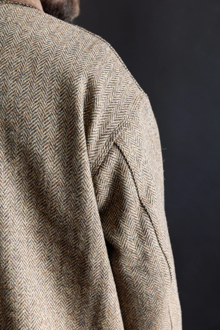01-6034-H47K - Harris Tweed Relaxed Fit Coverall Jacket - Khaki - Image 19