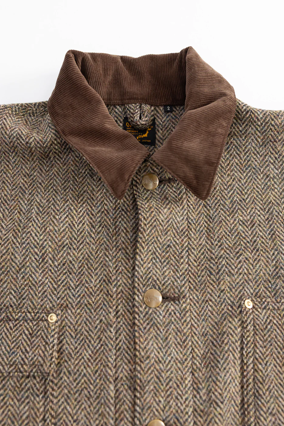 01-6034-H47K - Harris Tweed Relaxed Fit Coverall Jacket - Khaki - Image 2