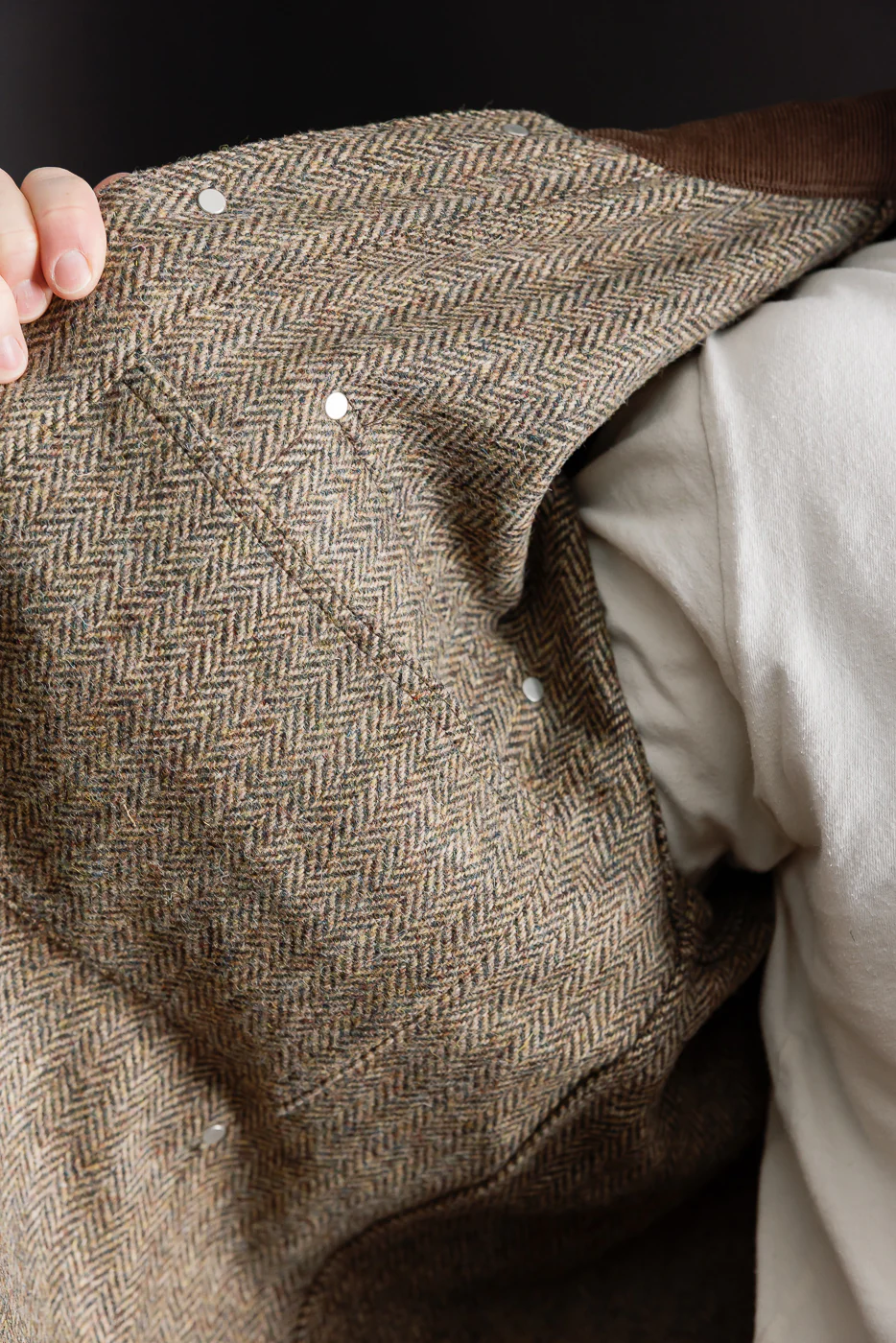 01-6034-H47K - Harris Tweed Relaxed Fit Coverall Jacket - Khaki - Image 23