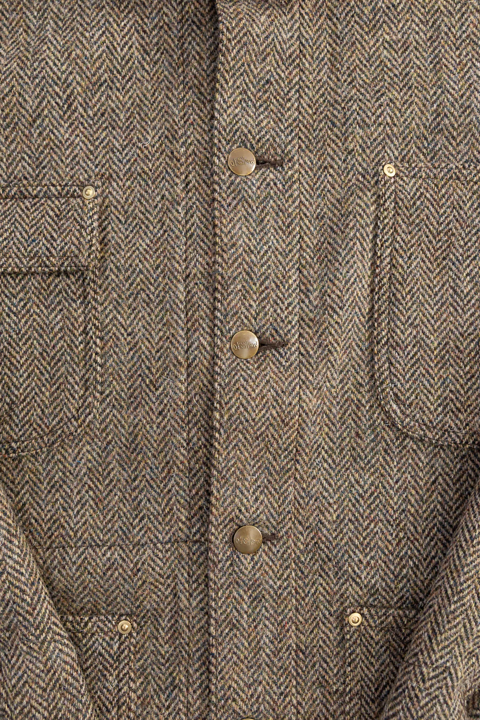 01-6034-H47K - Harris Tweed Relaxed Fit Coverall Jacket - Khaki - Image 3