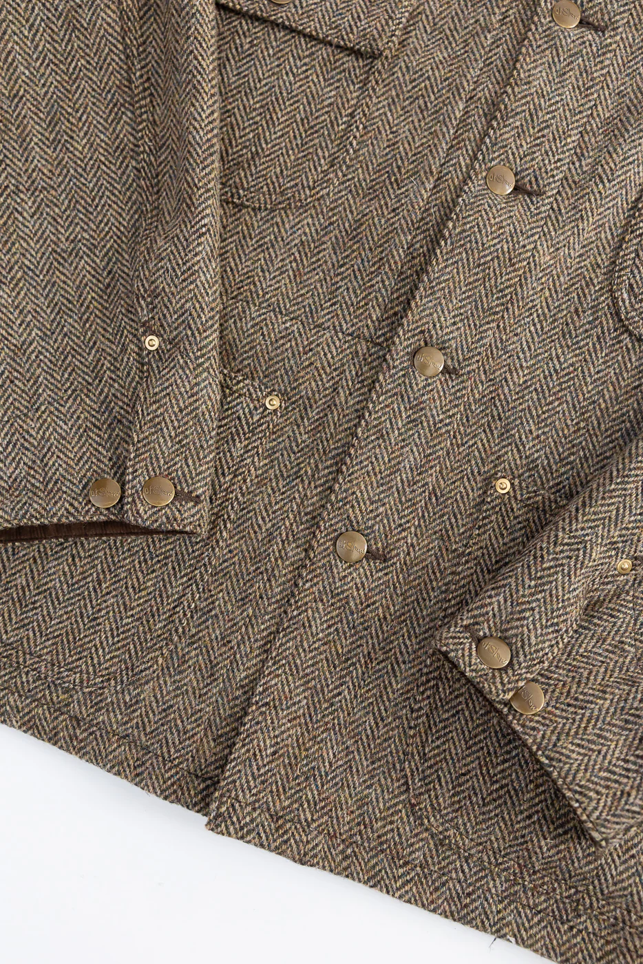 01-6034-H47K - Harris Tweed Relaxed Fit Coverall Jacket - Khaki - Image 4