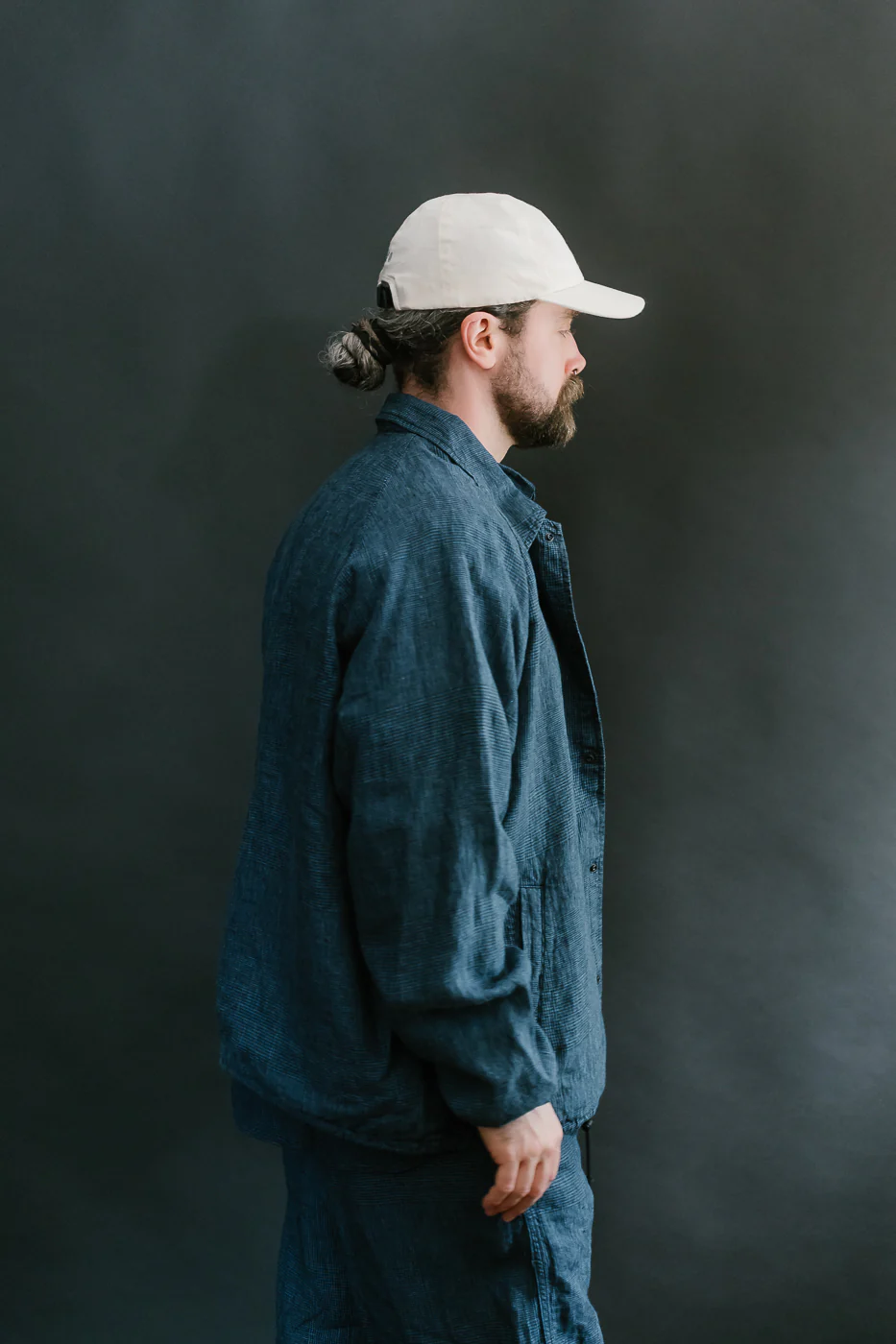 01-6050-101 - Linen Coach Jacket - Indigo Check - Image 14