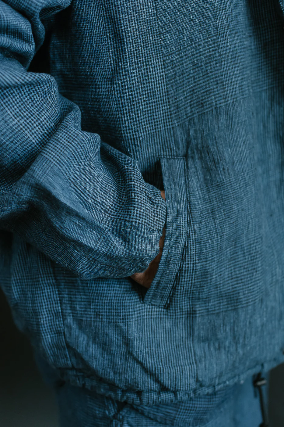 01-6050-101 - Linen Coach Jacket - Indigo Check - Image 21