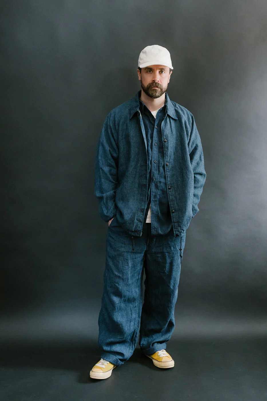 01-6050-101 - Linen Coach Jacket - Indigo Check - Image 7