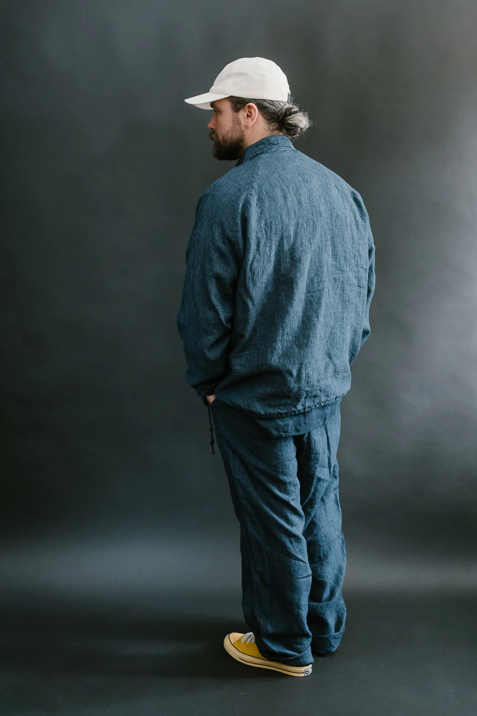 01-6050-101 - Linen Coach Jacket - Indigo Check - Image 9
