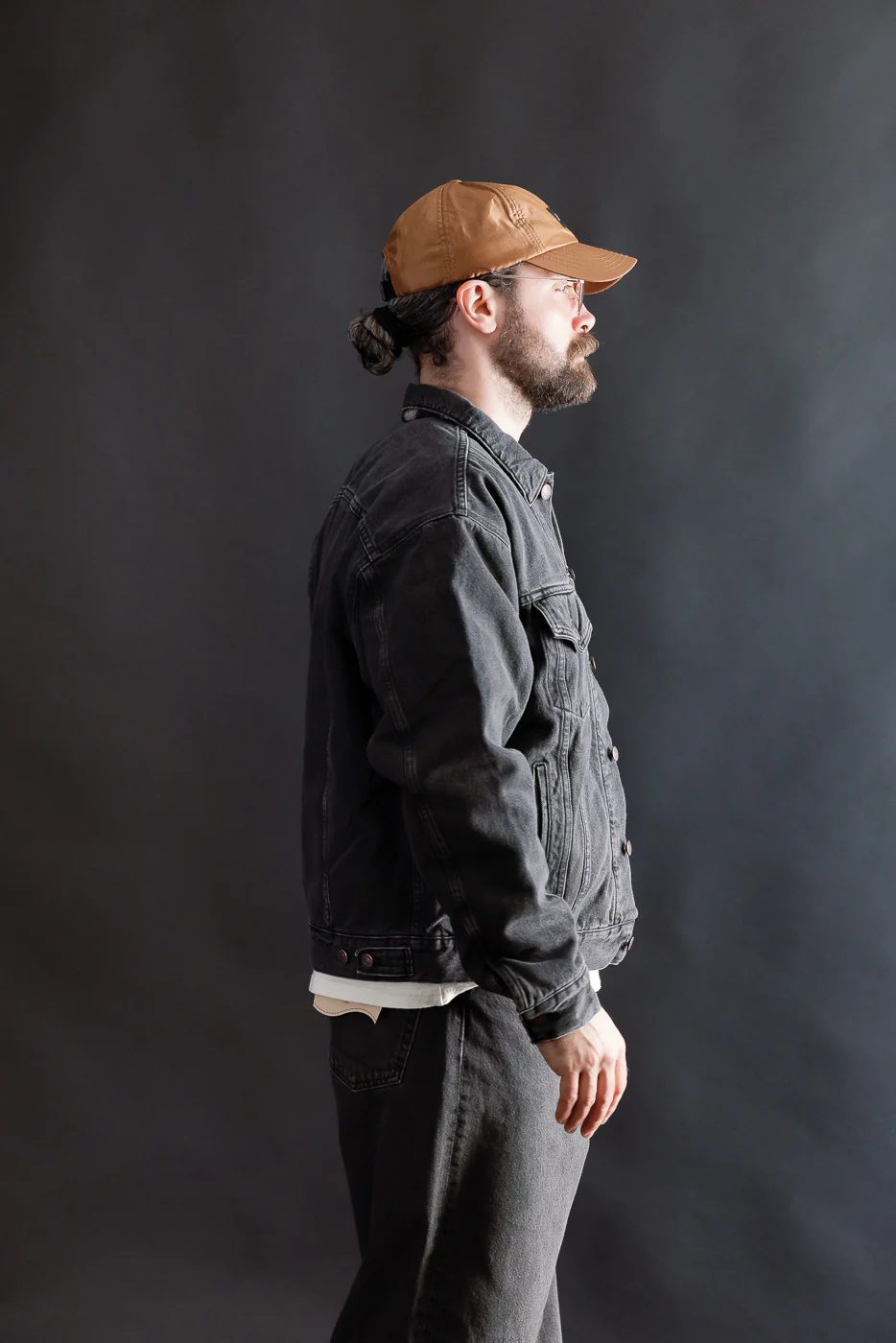 01-6105-D61SK - Organic Cotton Flannel Check Lining Type 3 Denim Jacket - Black Denim Stone - Image 12