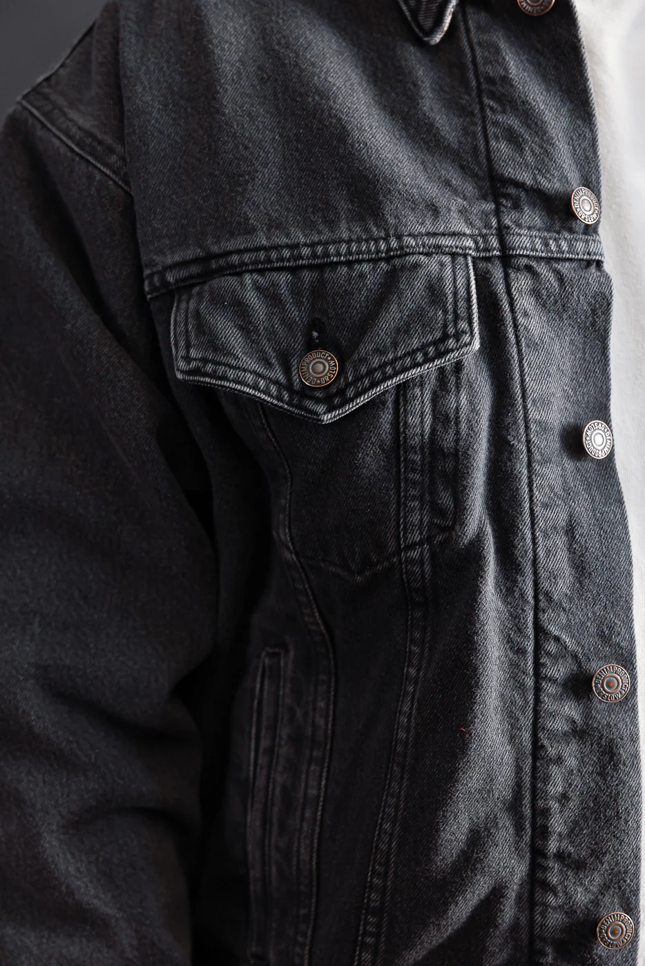 01-6105-D61SK - Organic Cotton Flannel Check Lining Type 3 Denim Jacket - Black Denim Stone - Image 20