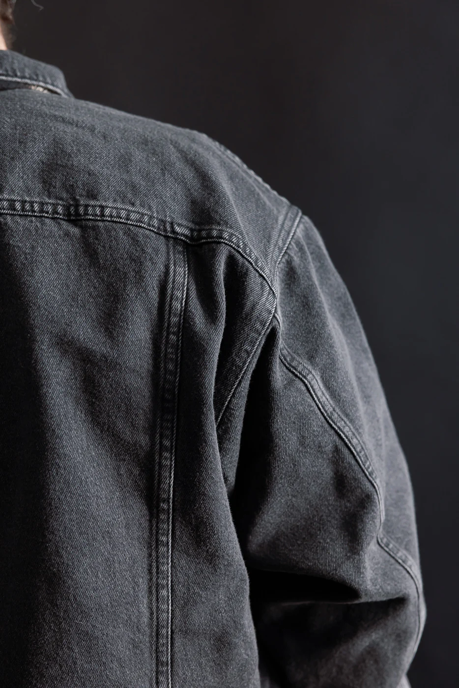 01-6105-D61SK - Organic Cotton Flannel Check Lining Type 3 Denim Jacket - Black Denim Stone - Image 22