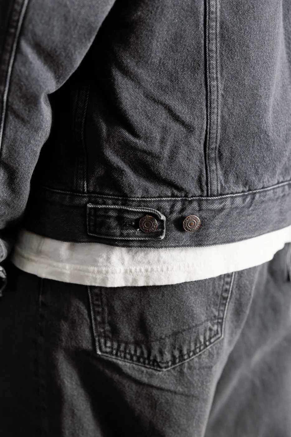 01-6105-D61SK - Organic Cotton Flannel Check Lining Type 3 Denim Jacket - Black Denim Stone - Image 23