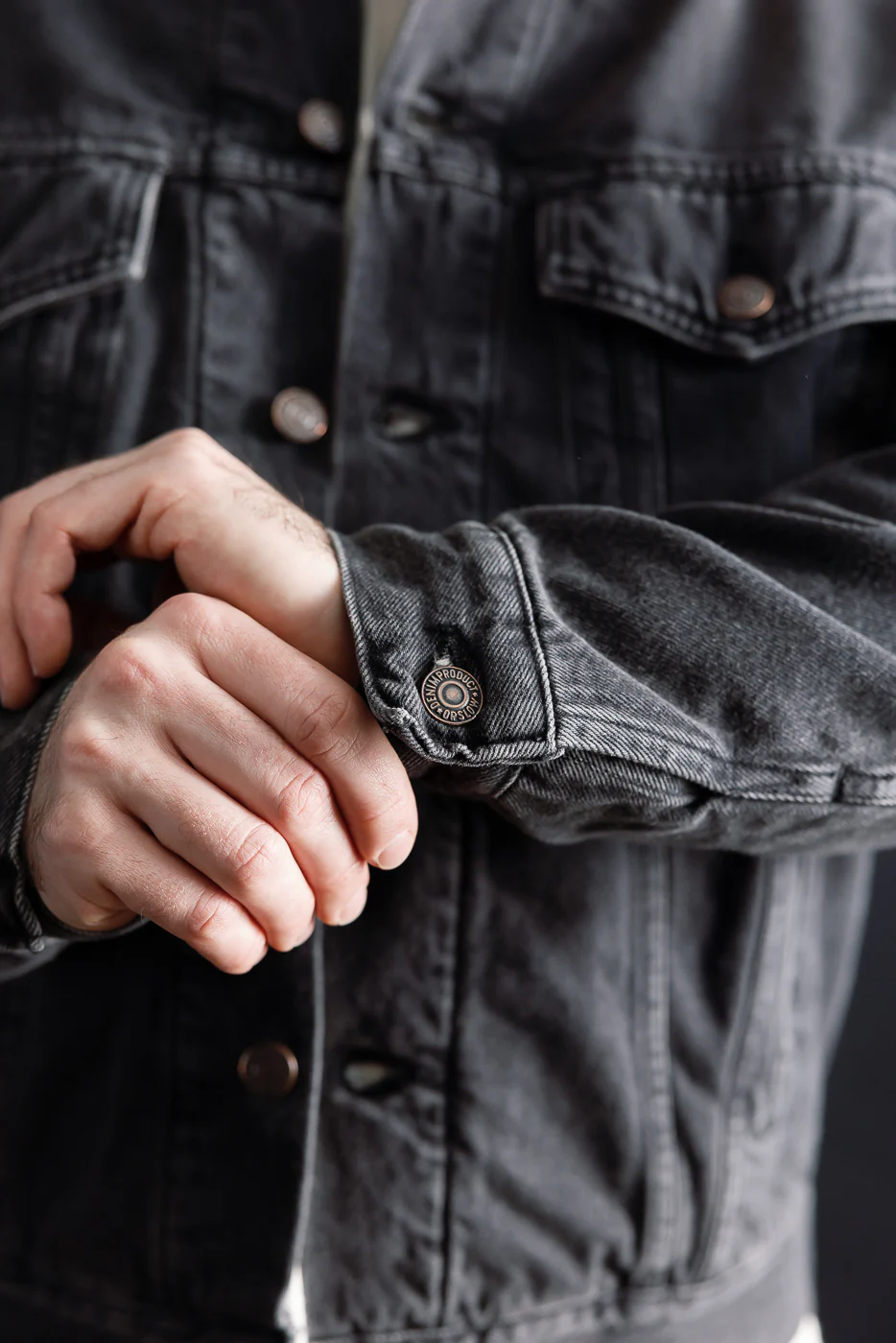 01-6105-D61SK - Organic Cotton Flannel Check Lining Type 3 Denim Jacket - Black Denim Stone - Image 24