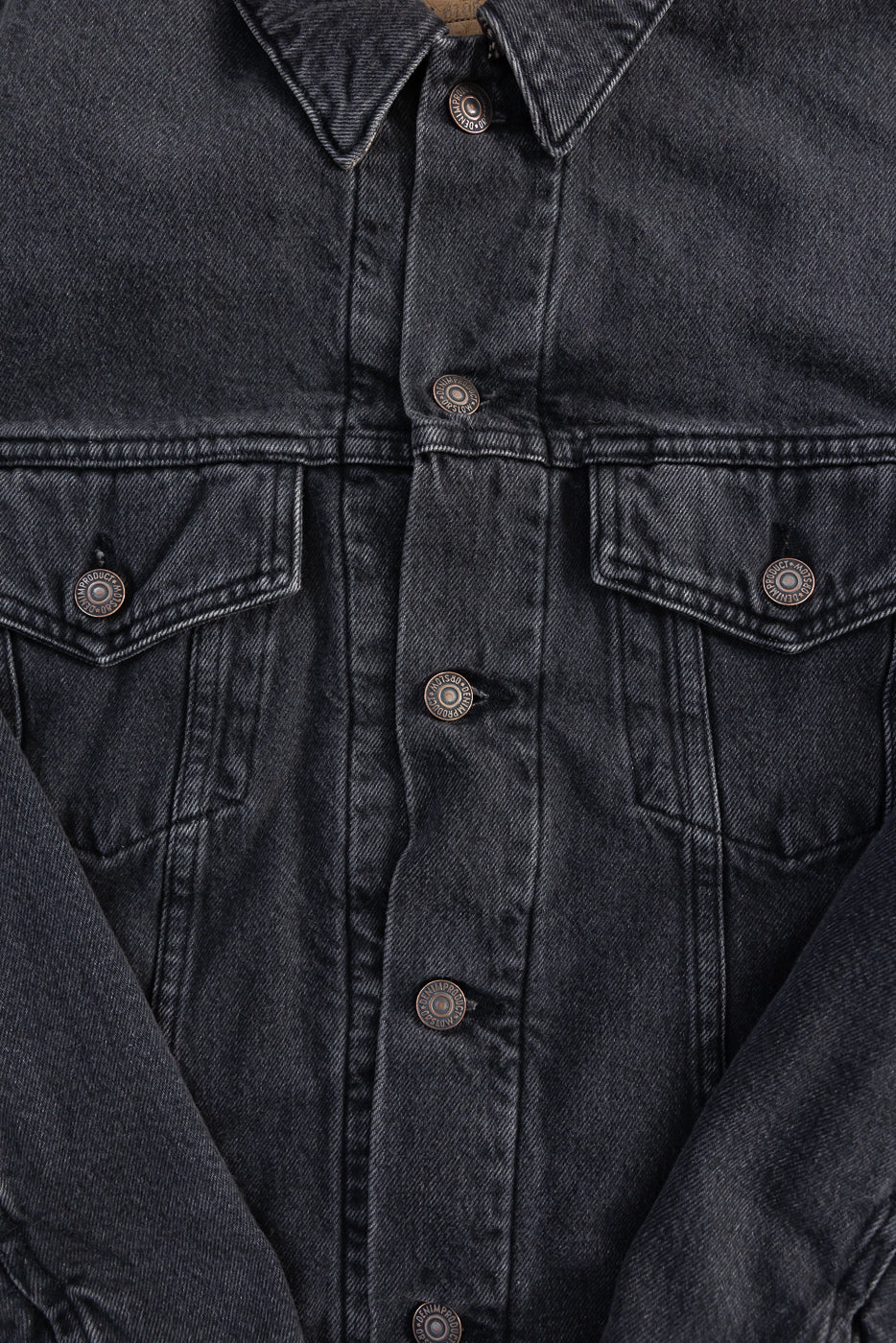 01-6105-D61SK - Organic Cotton Flannel Check Lining Type 3 Denim Jacket - Black Denim Stone - Image 3