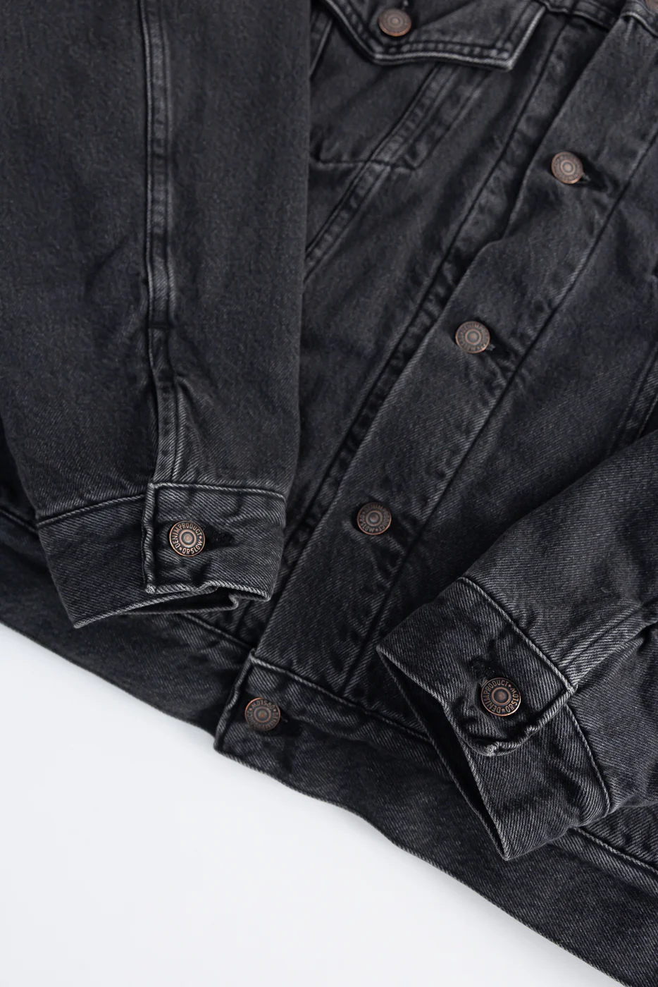 01-6105-D61SK - Organic Cotton Flannel Check Lining Type 3 Denim Jacket - Black Denim Stone - Image 4