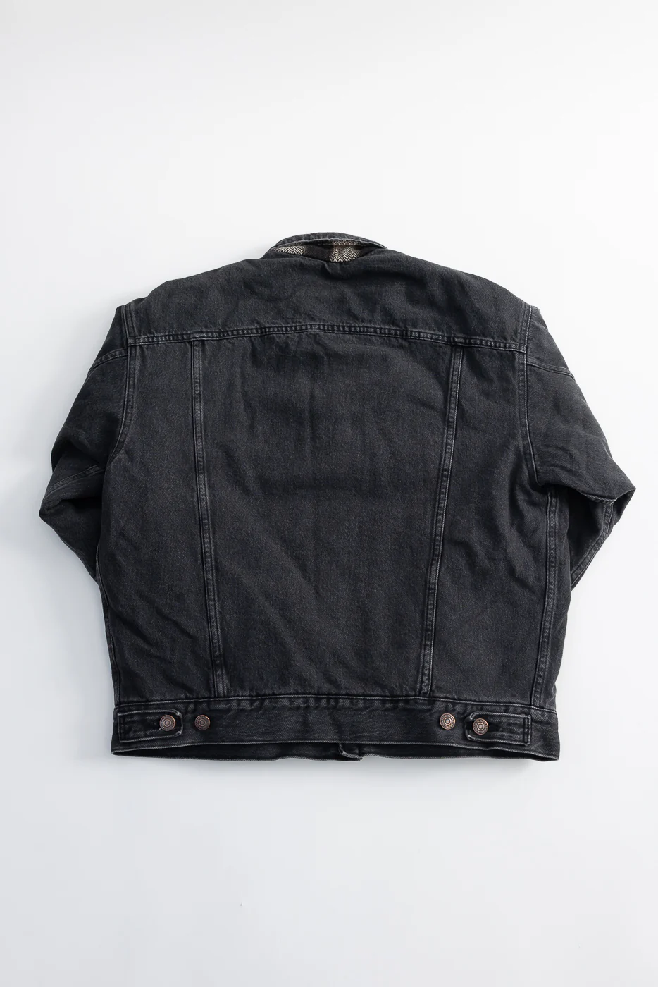 01-6105-D61SK - Organic Cotton Flannel Check Lining Type 3 Denim Jacket - Black Denim Stone - Image 6