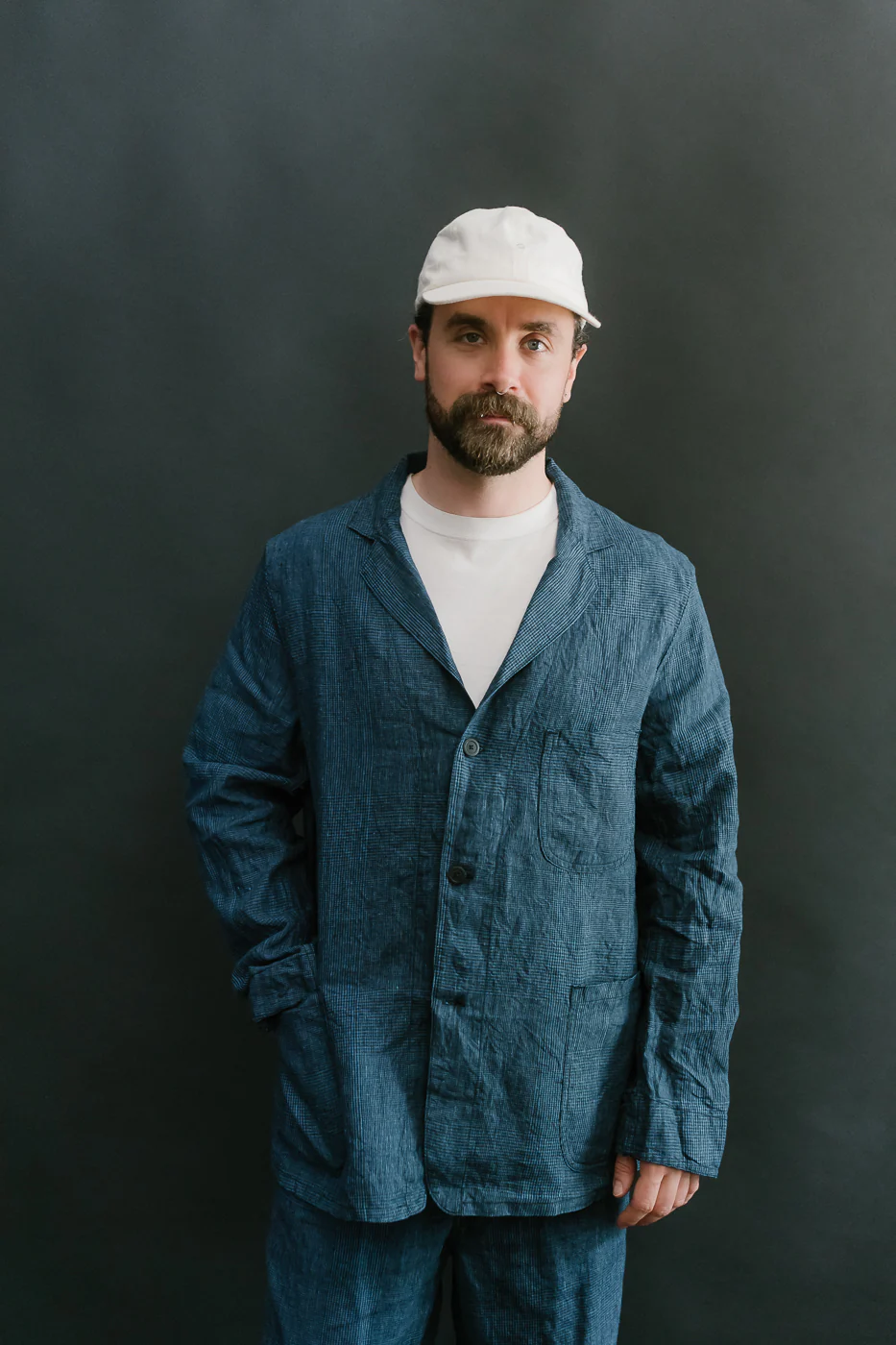 01-6153-101 - Light Simple Work Jacket - Indigo Check - Image 10