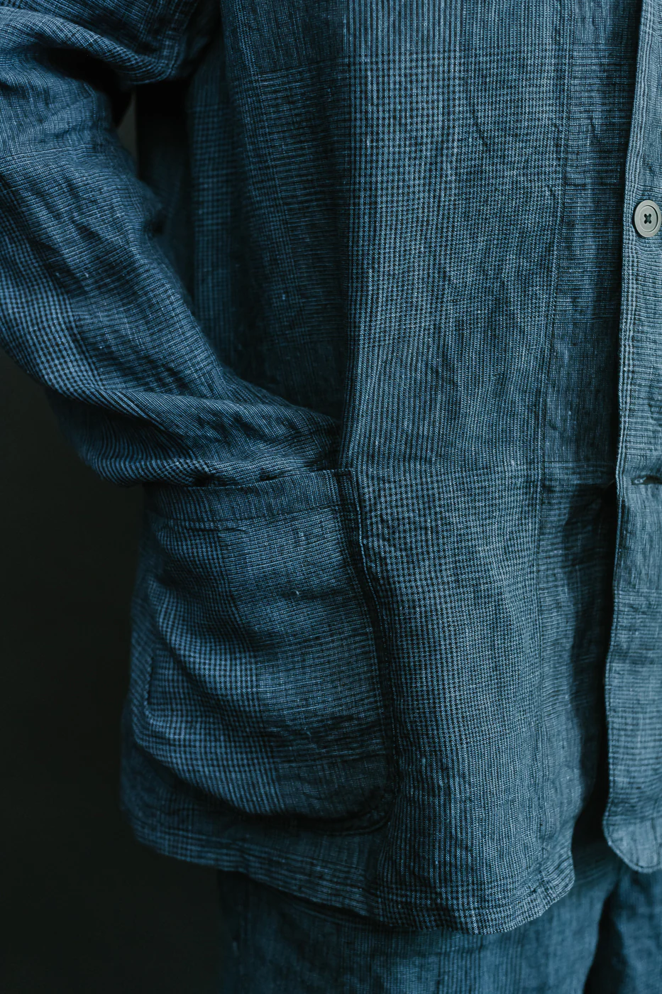 01-6153-101 - Light Simple Work Jacket - Indigo Check - Image 17