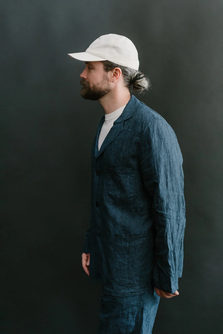 01-6153-101 - Light Simple Work Jacket - Indigo Check - Image 24