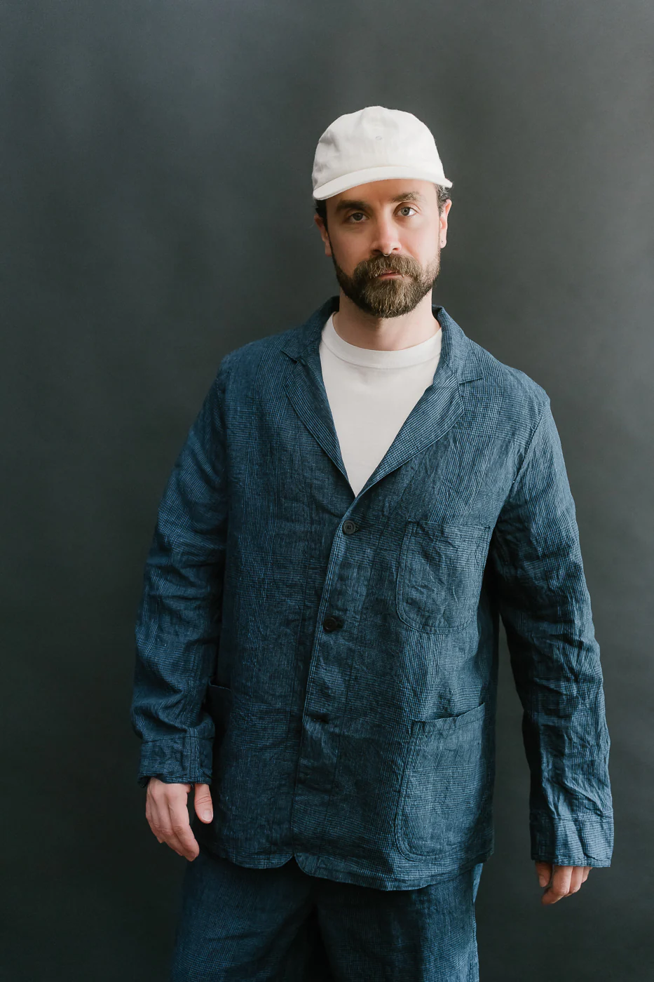 01-6153-101 - Light Simple Work Jacket - Indigo Check - Image 25