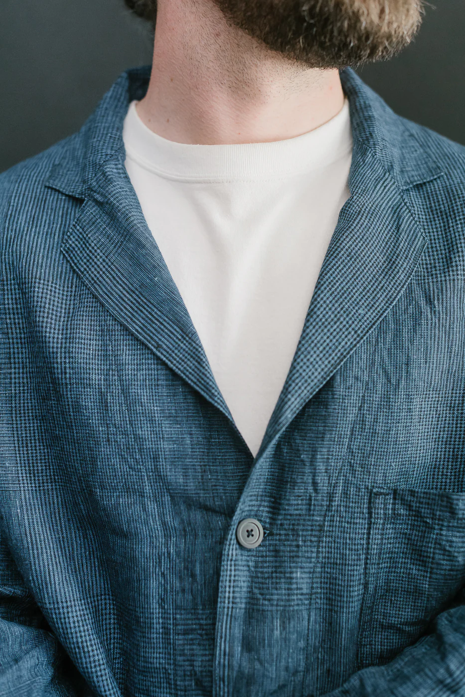01-6153-101 - Light Simple Work Jacket - Indigo Check - Image 26