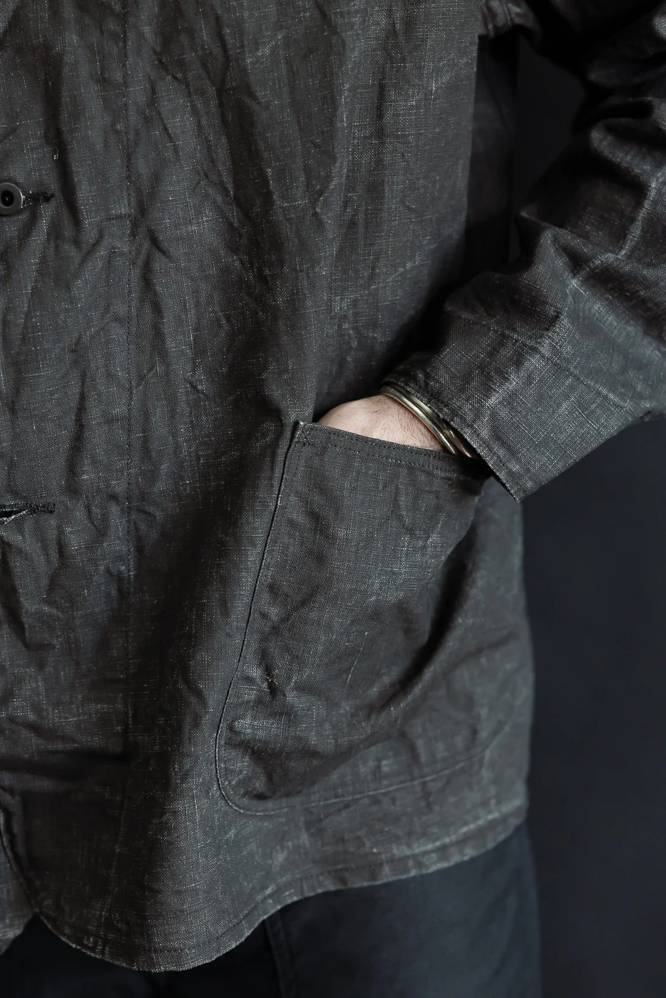 01-6250-61 - WWII 40's Sumi Coated Linen Coverall - Black - Image 15