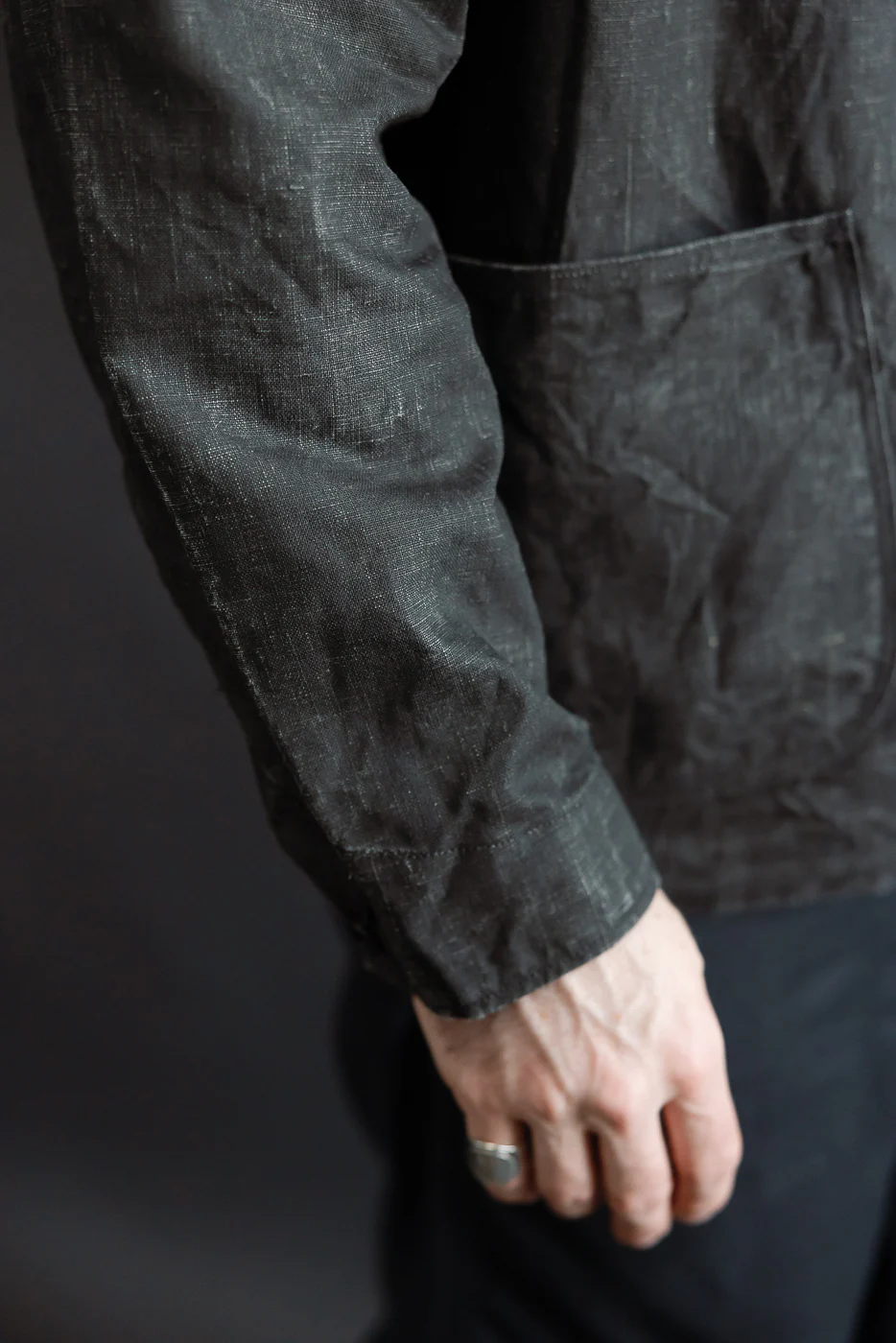 01-6250-61 - WWII 40's Sumi Coated Linen Coverall - Black - Image 17