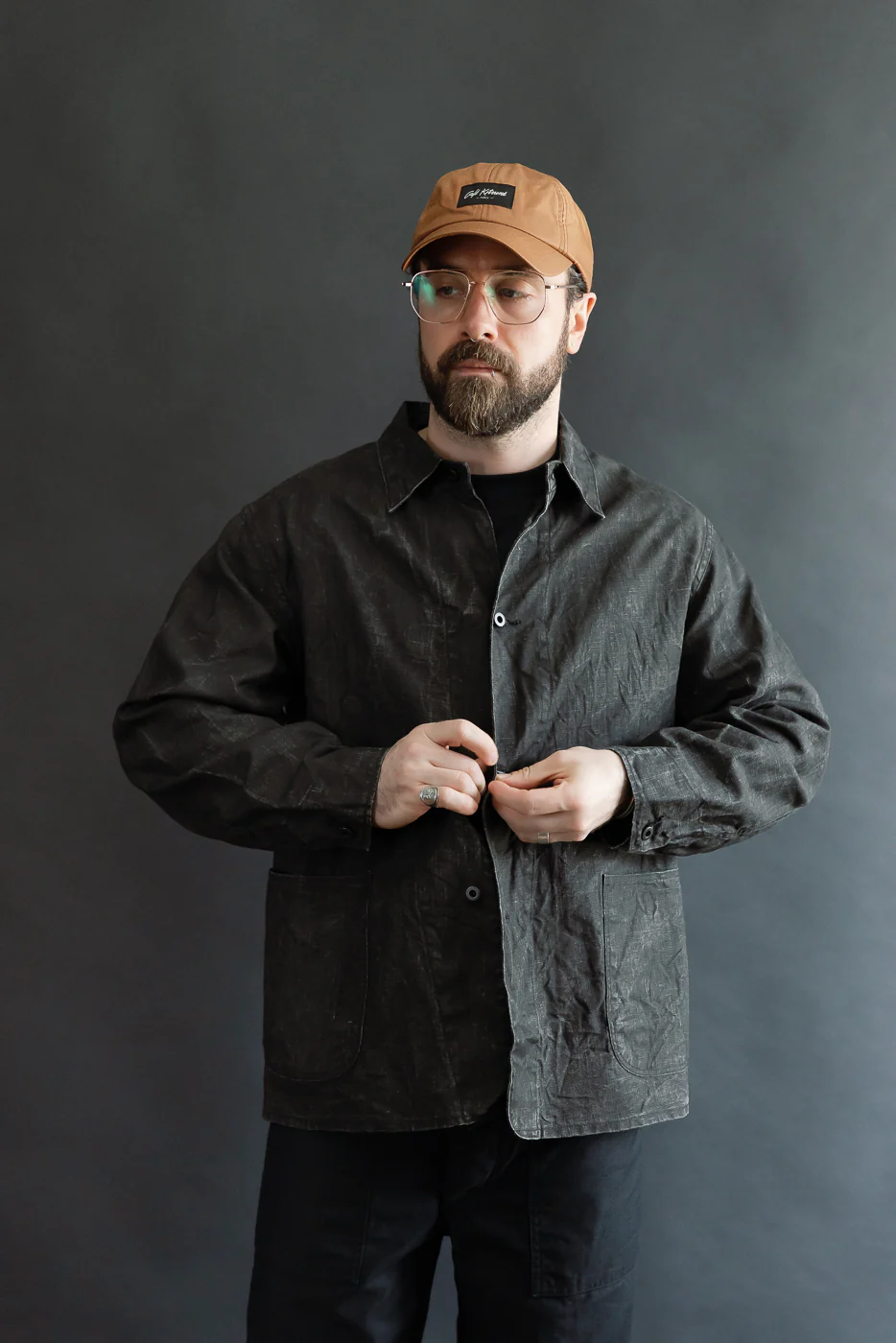 01-6250-61 - WWII 40's Sumi Coated Linen Coverall - Black - Image 8