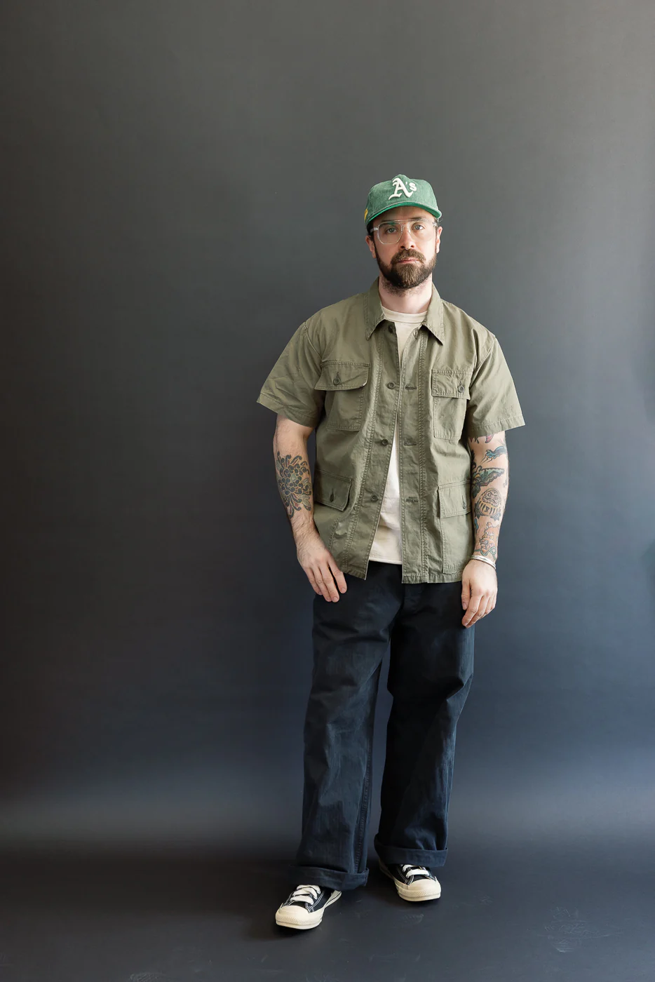 01-8046-76k - Utility Short Sleeve Work Shirt Jacket - Army Green - Image 9