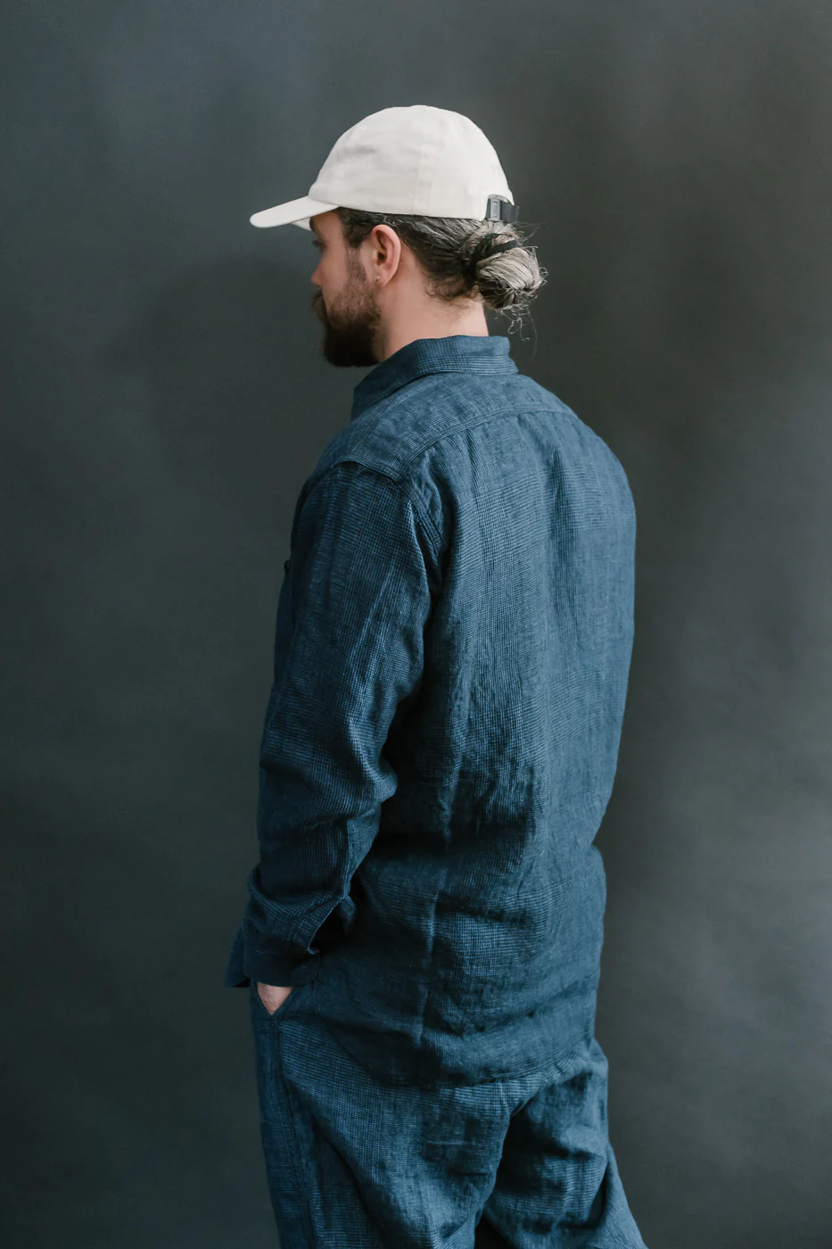 01-8068-101 - Lightweight Linen Work Shirt - Indigo Check - Image 13