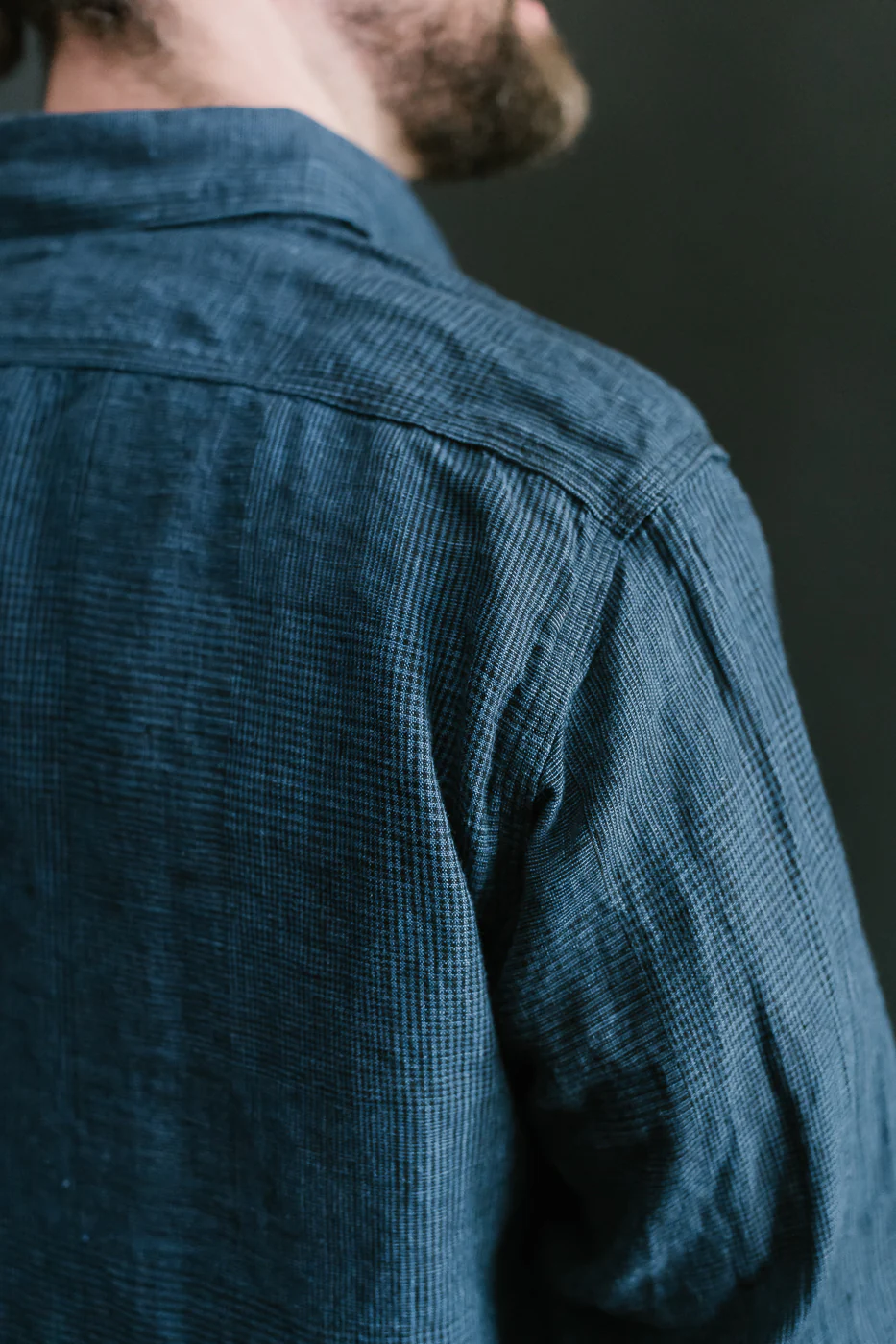 01-8068-101 - Lightweight Linen Work Shirt - Indigo Check - Image 19