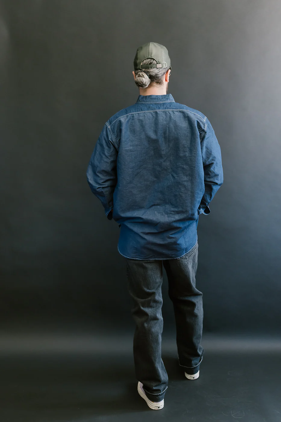01-8068-81 - Supima 100/2 Linen Dungaree Work Shirt - Indigo - Image 11