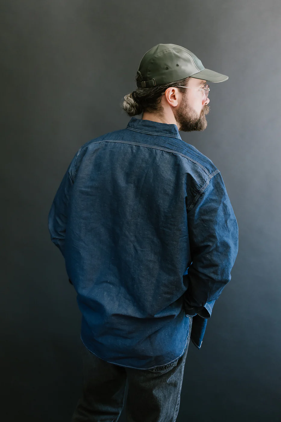 01-8068-81 - Supima 100/2 Linen Dungaree Work Shirt - Indigo - Image 14