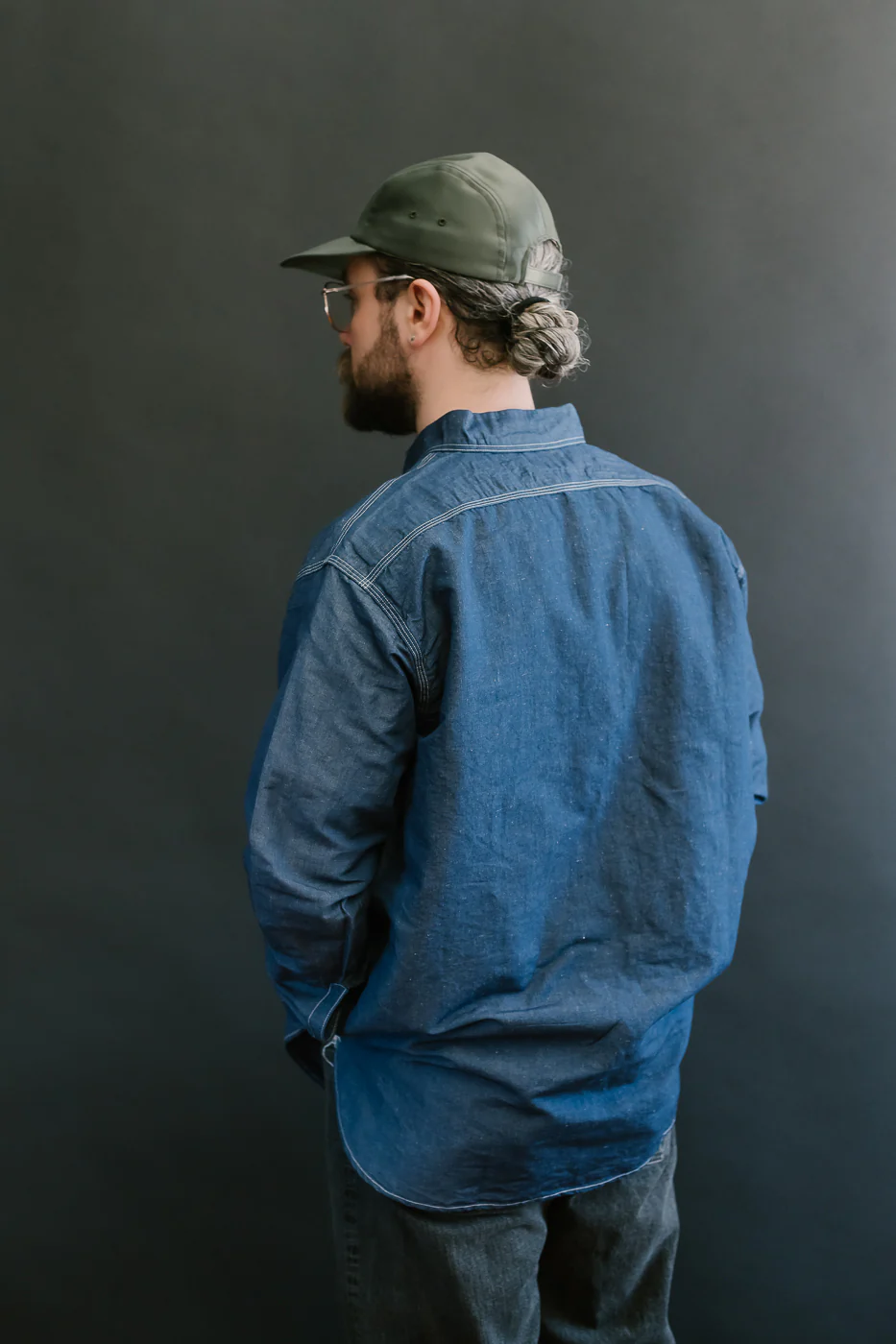 01-8068-81 - Supima 100/2 Linen Dungaree Work Shirt - Indigo - Image 15
