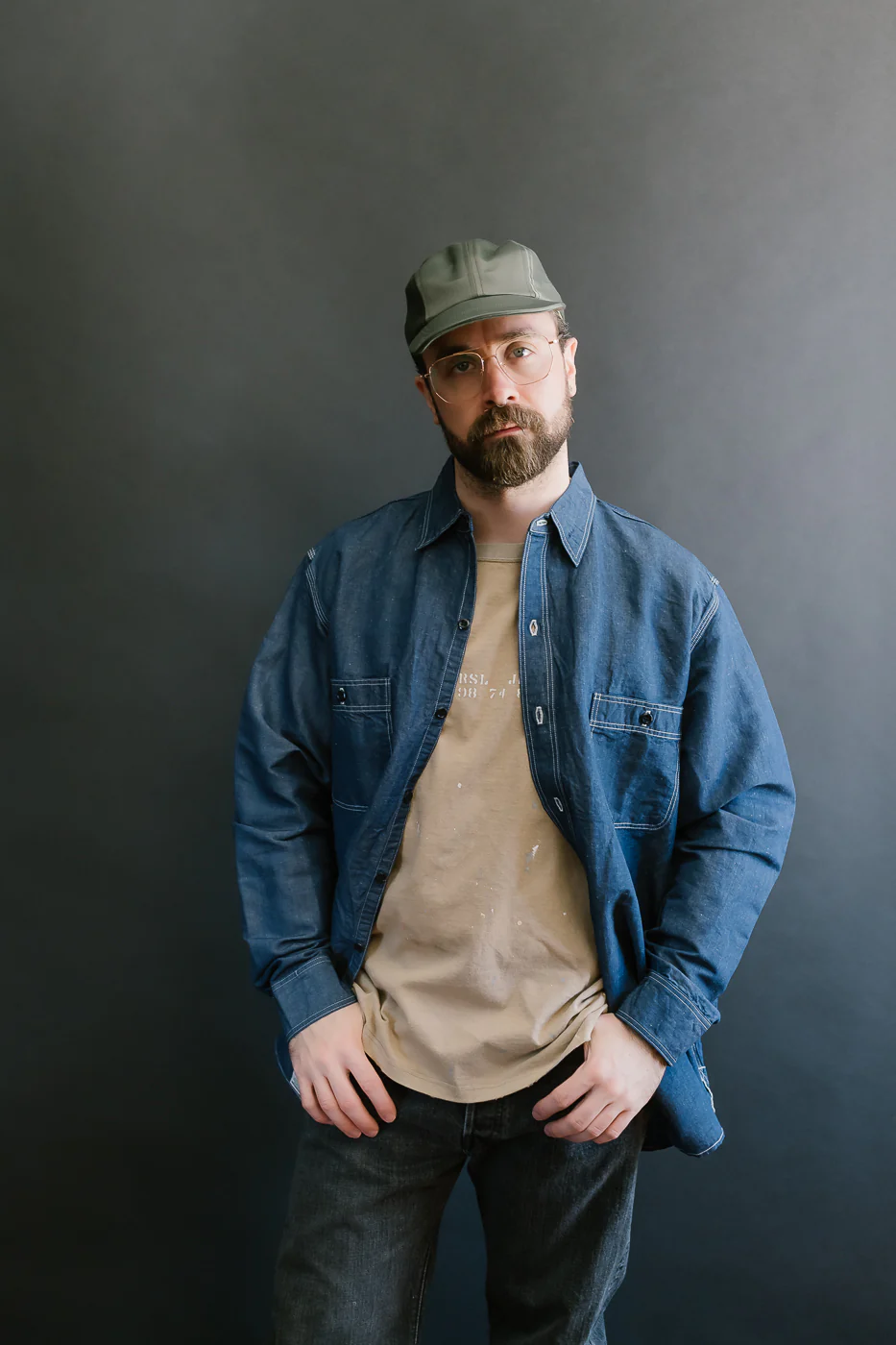 01-8068-81 - Supima 100/2 Linen Dungaree Work Shirt - Indigo - Image 17