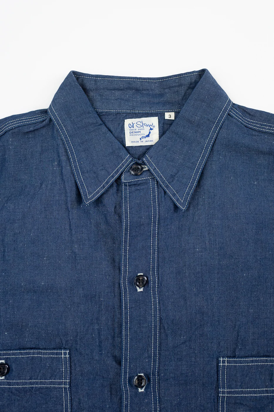 01-8068-81 - Supima 100/2 Linen Dungaree Work Shirt - Indigo - Image 2