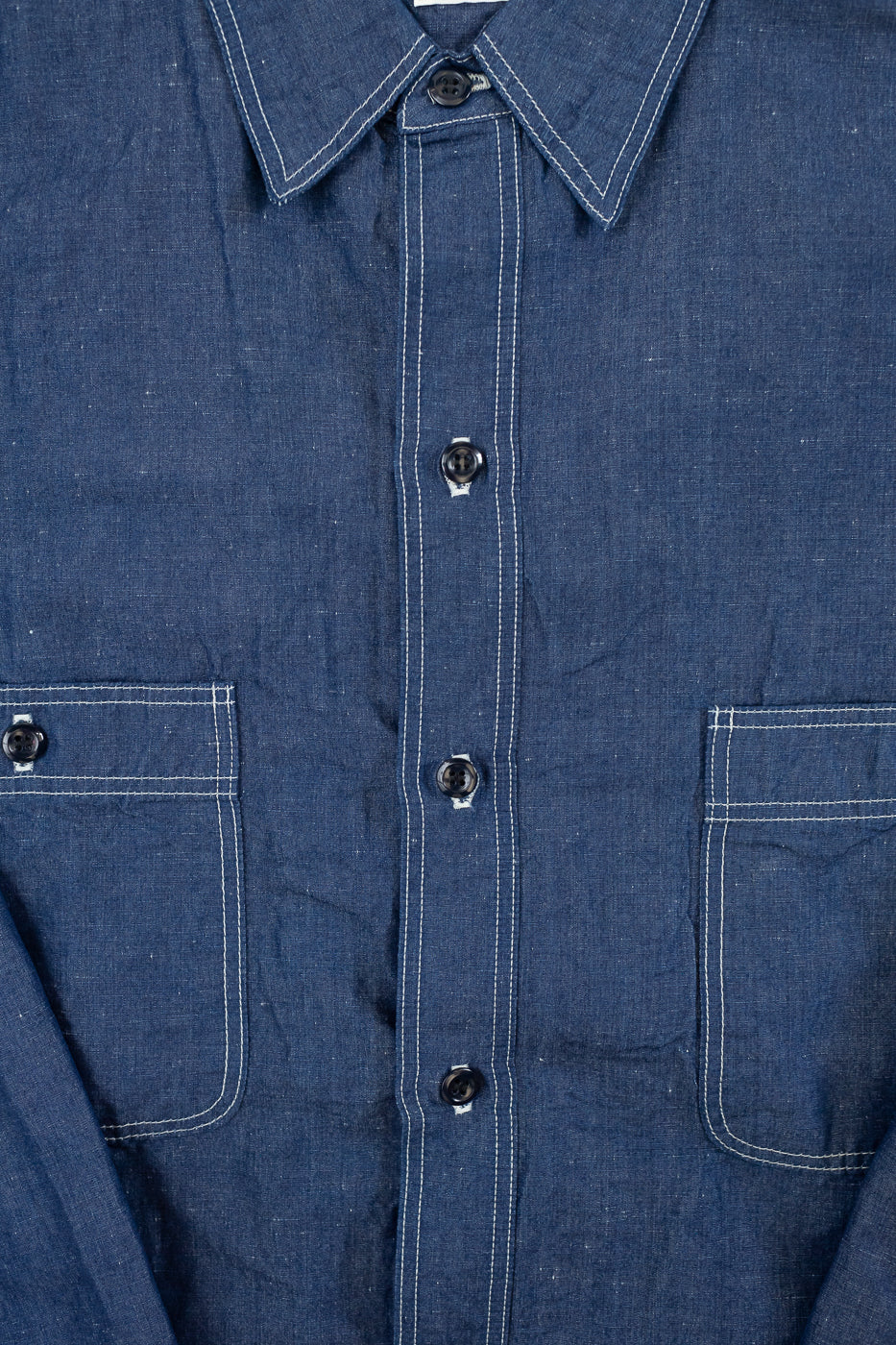 01-8068-81 - Supima 100/2 Linen Dungaree Work Shirt - Indigo - Image 4