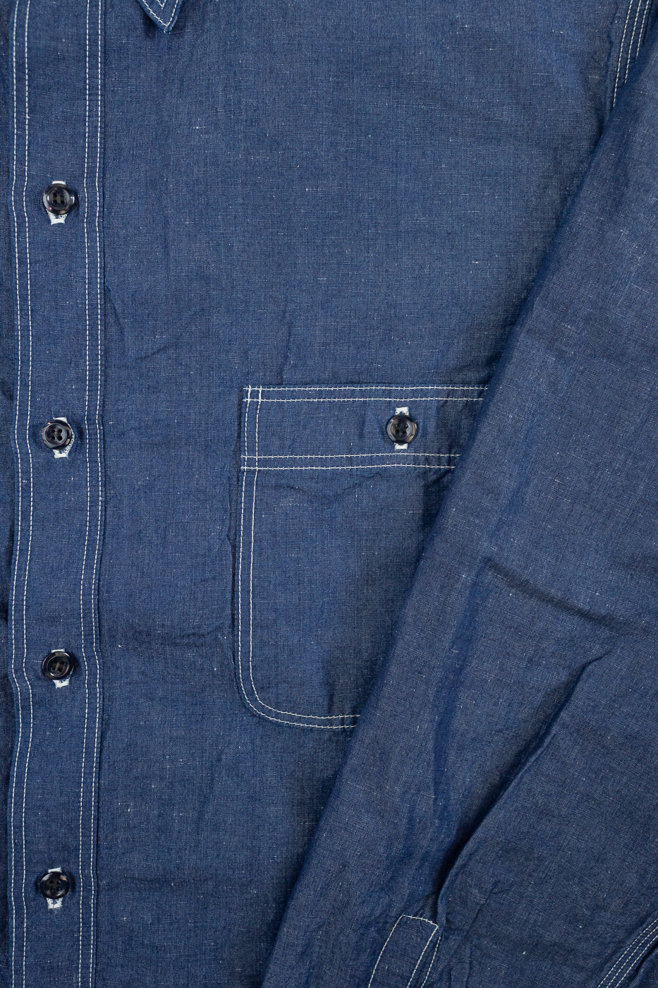 01-8068-81 - Supima 100/2 Linen Dungaree Work Shirt - Indigo - Image 5