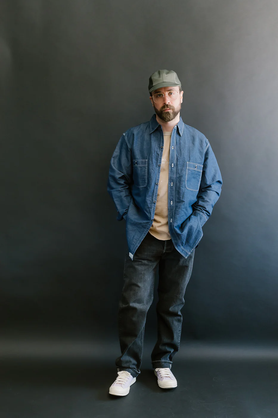 01-8068-81 - Supima 100/2 Linen Dungaree Work Shirt - Indigo - Image 9