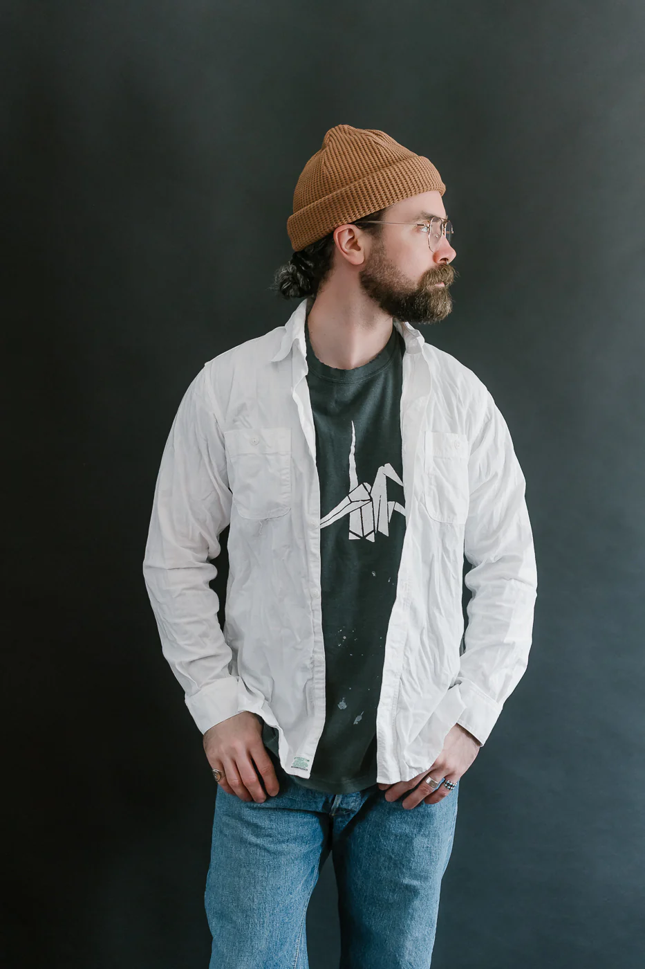 01-8070-69 - Lightweight Chambray Slim Fit Work Shirt - White - Image 9