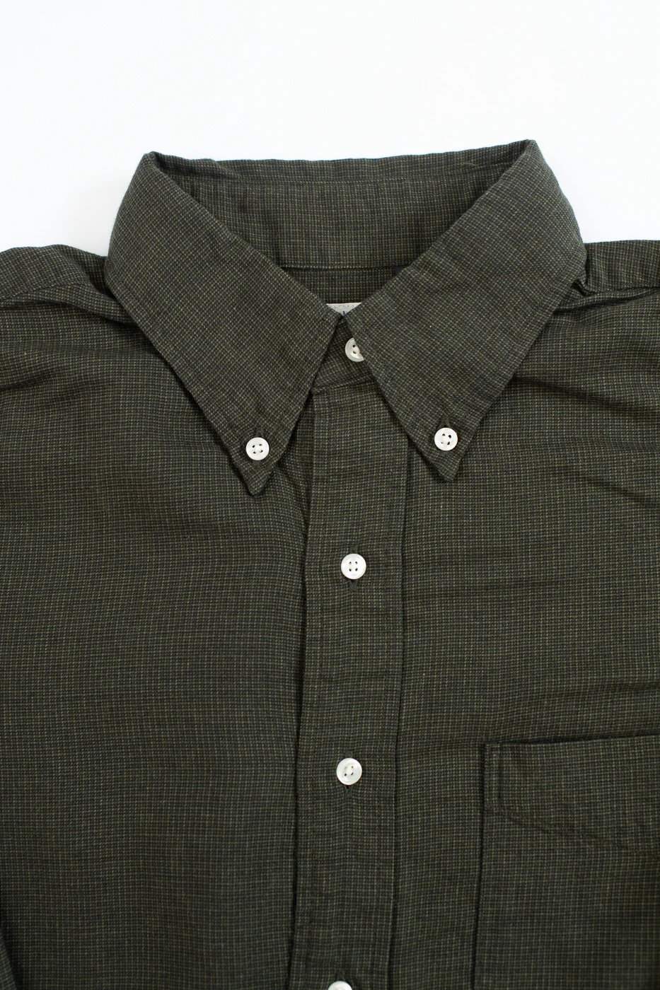 01-8112-52 - Standard Button Down Brushed Mini-Check Flannel - Coffee Brown - Image 2