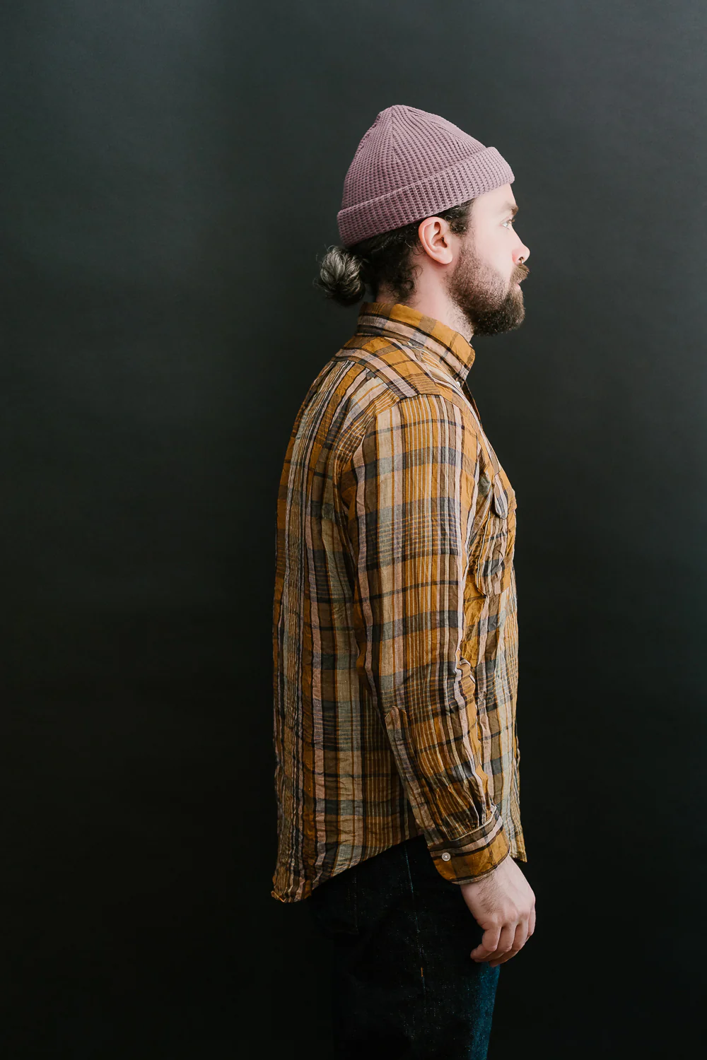 01-8113-44 - Linen Button-Down Safari Shirt - Orange Check - Image 16
