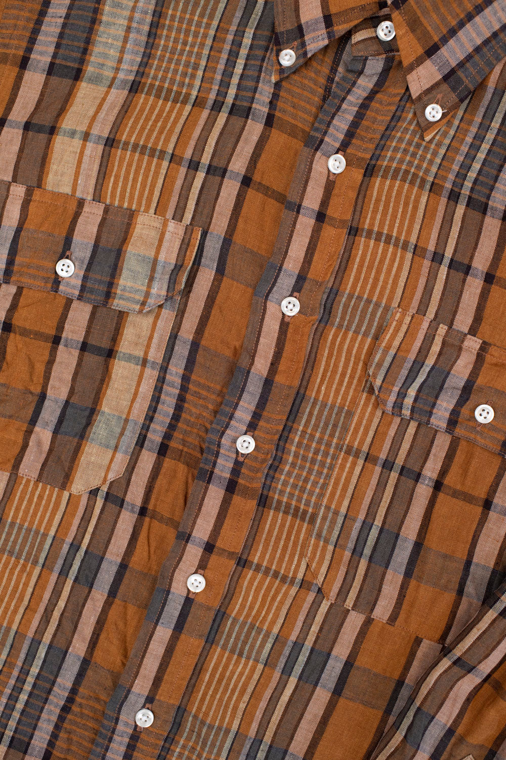 01-8113-44 - Linen Button-Down Safari Shirt - Orange Check - Image 3