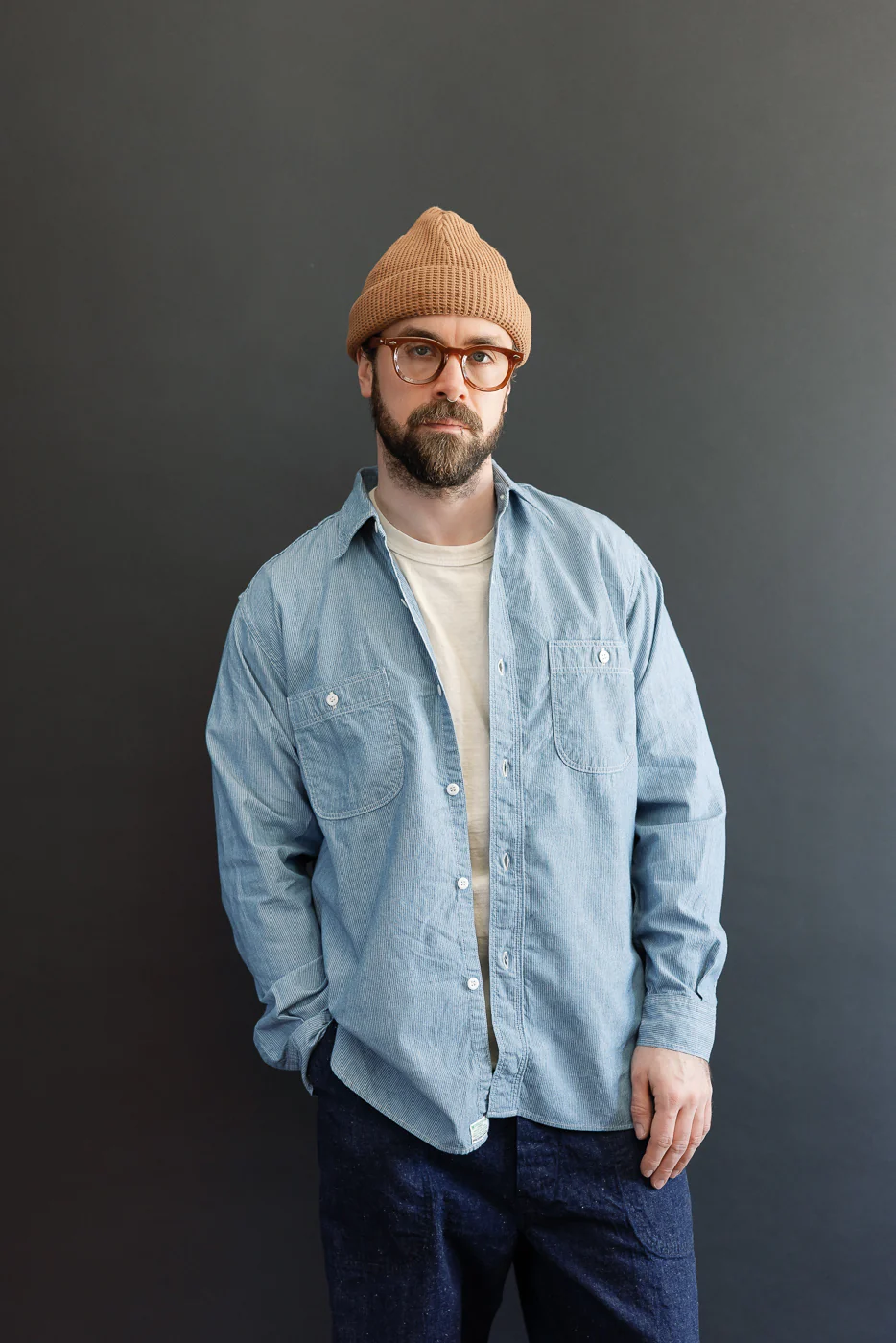 01-8270-181k - Relaxed Fit Chambray Work Shirt - Hickory - Image 10