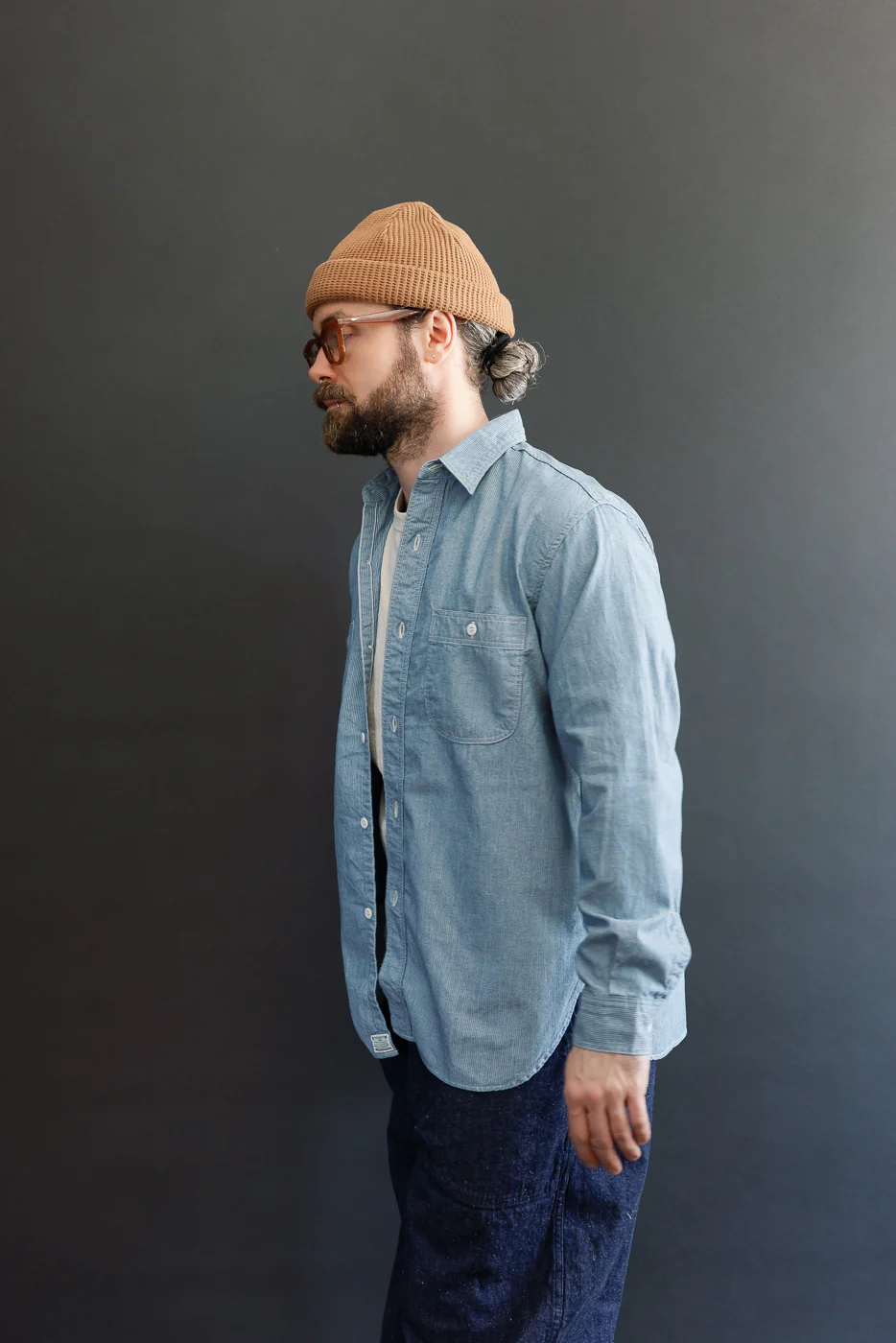 01-8270-181k - Relaxed Fit Chambray Work Shirt - Hickory - Image 14