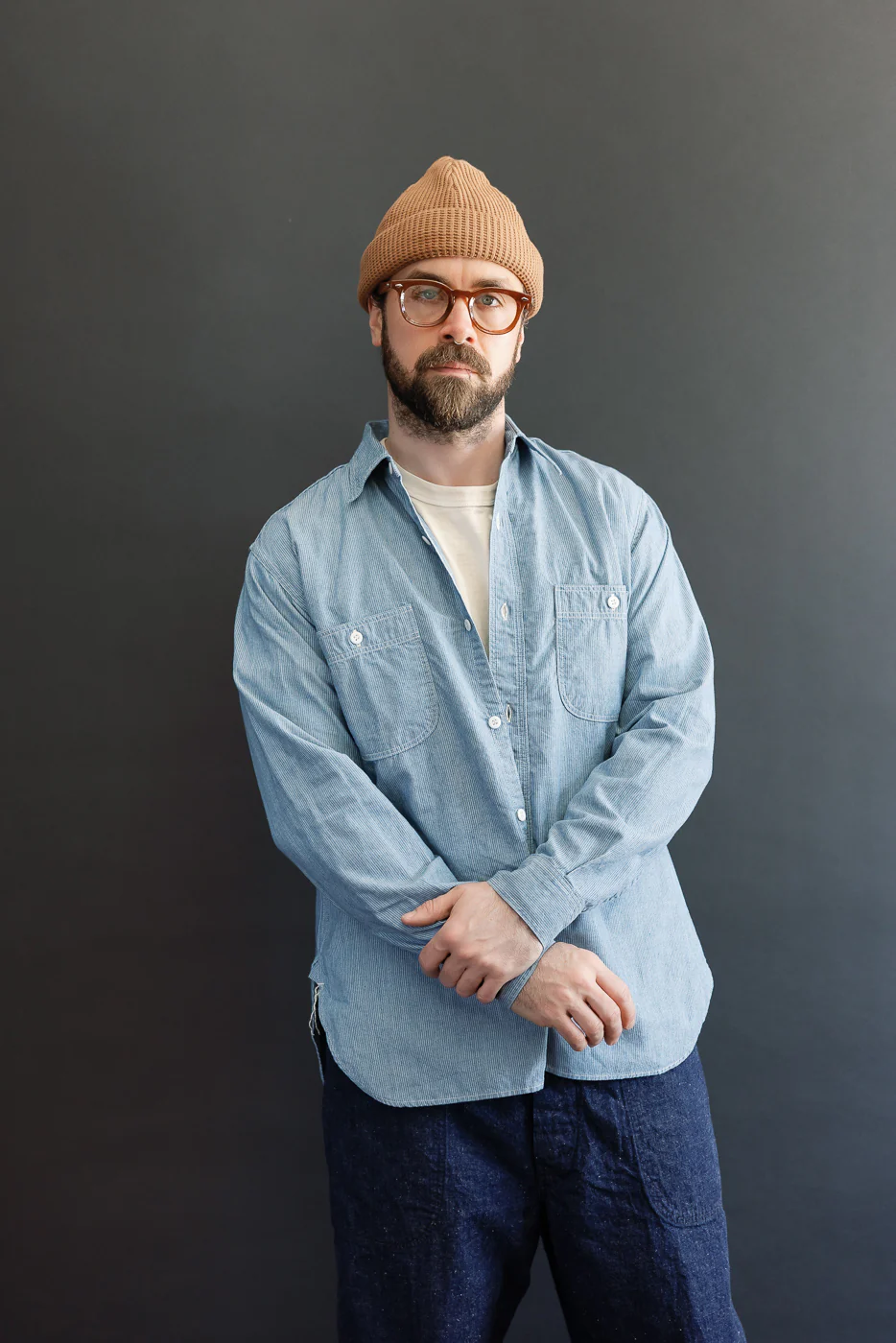 01-8270-181k - Relaxed Fit Chambray Work Shirt - Hickory - Image 16
