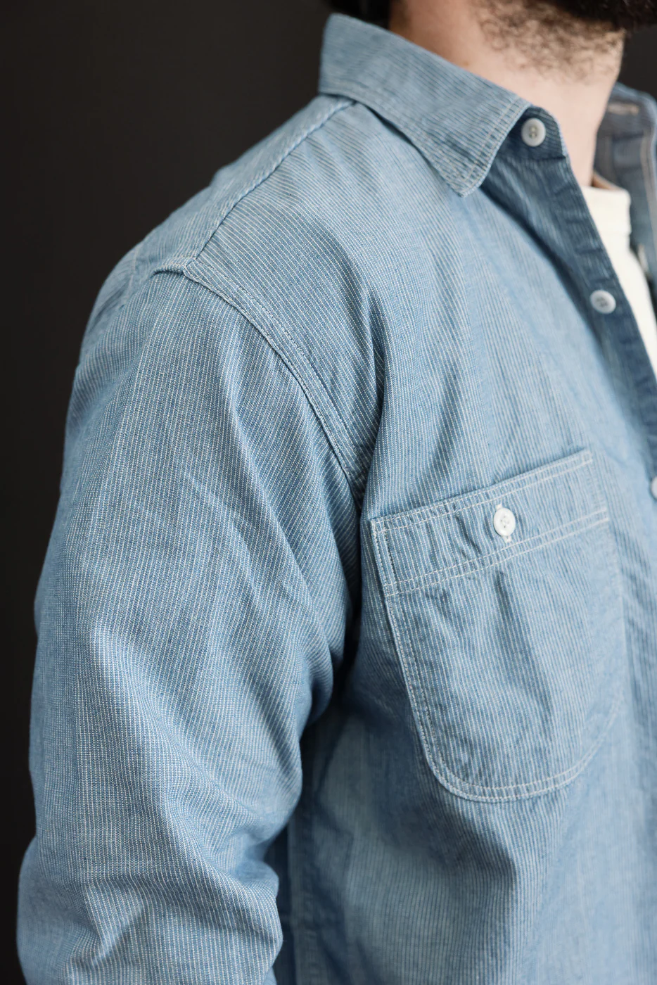 01-8270-181k - Relaxed Fit Chambray Work Shirt - Hickory - Image 19