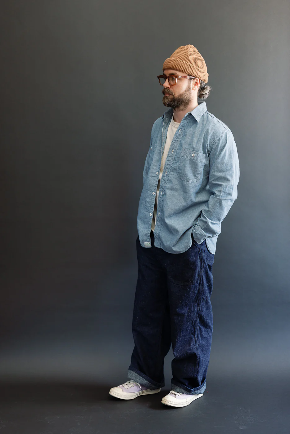 01-8270-181k - Relaxed Fit Chambray Work Shirt - Hickory - Image 8
