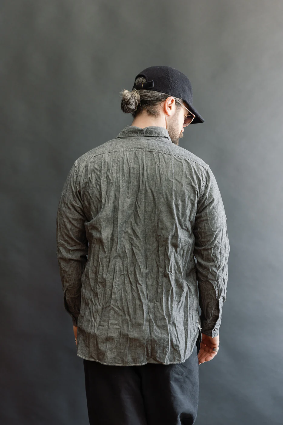 01-8270-61 - Relaxed Fit Chambray Work Shirt - Black - Image 12