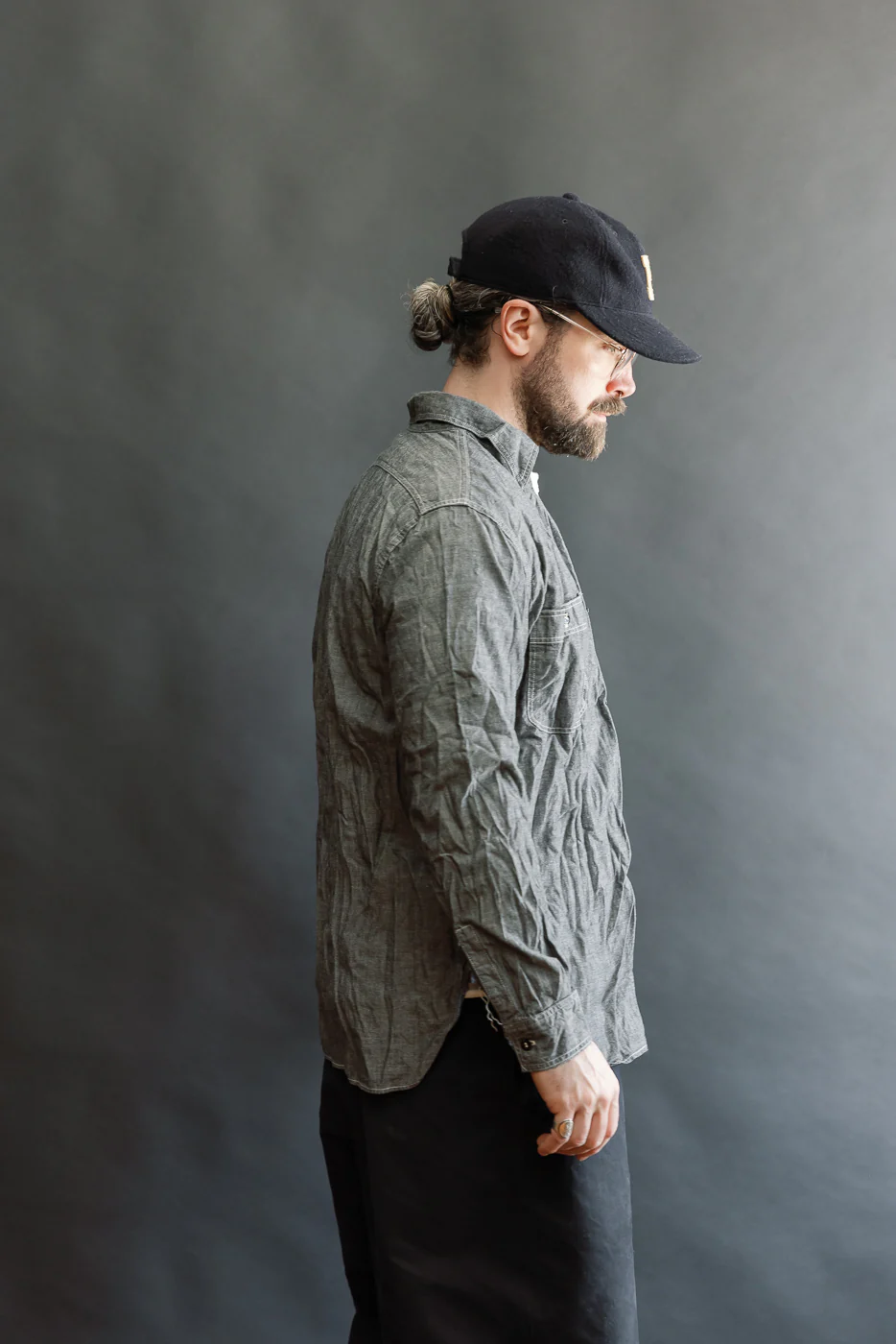 01-8270-61 - Relaxed Fit Chambray Work Shirt - Black - Image 13